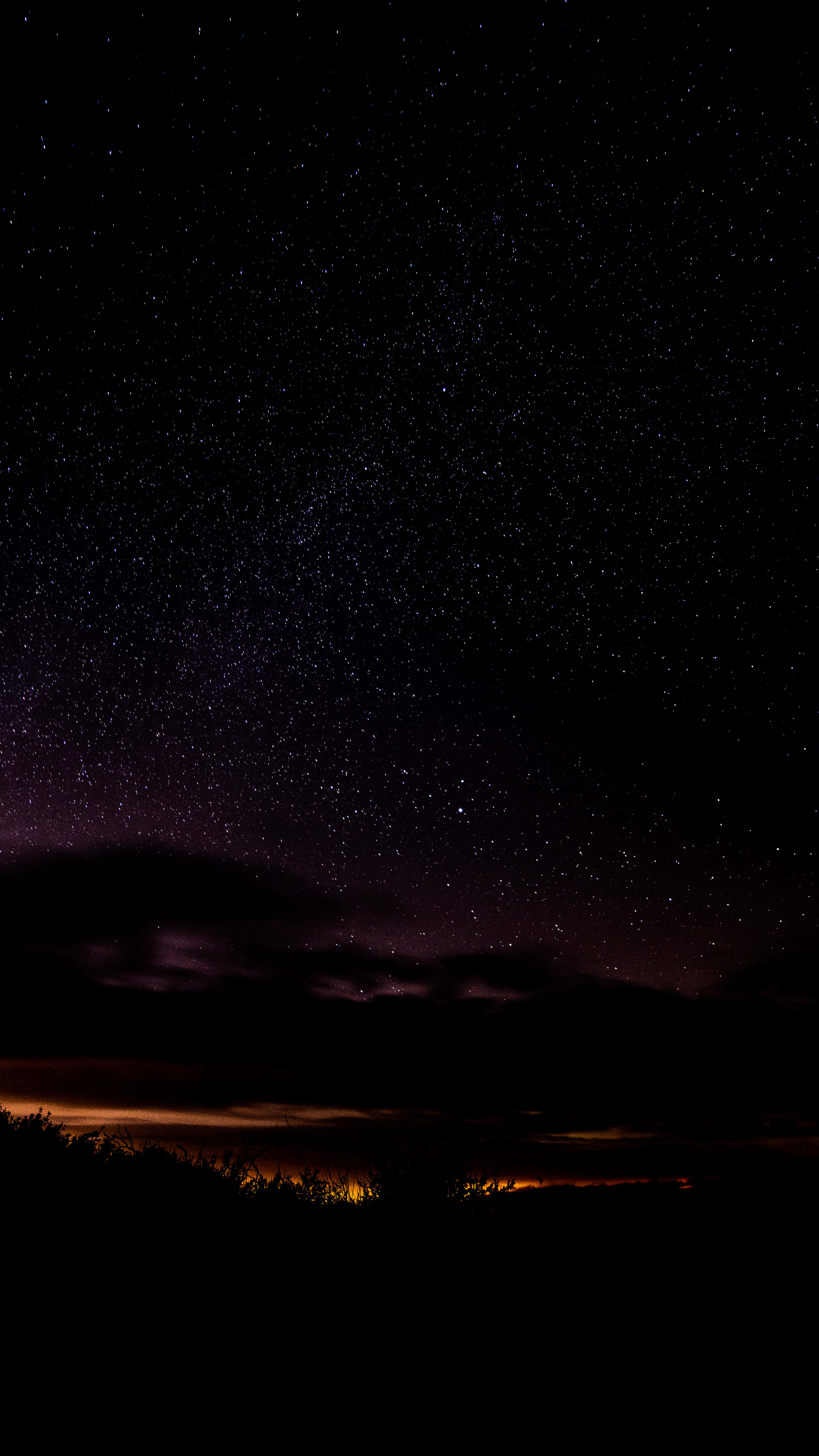 Black Space, starry night sky, purple auroras, 5K Phone Wallpaper