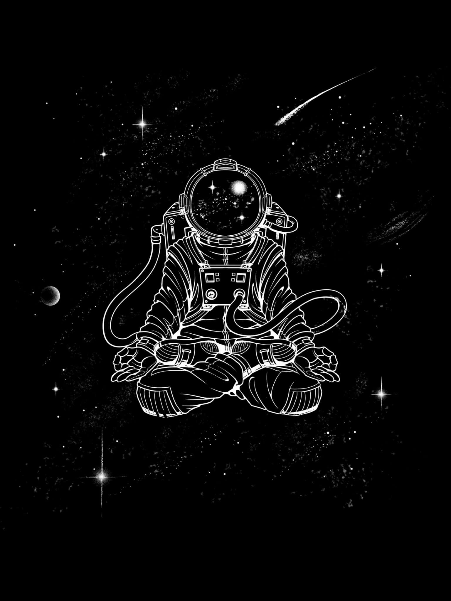 Black Space, astronaut, stars, Full HD Phone Wallpaper