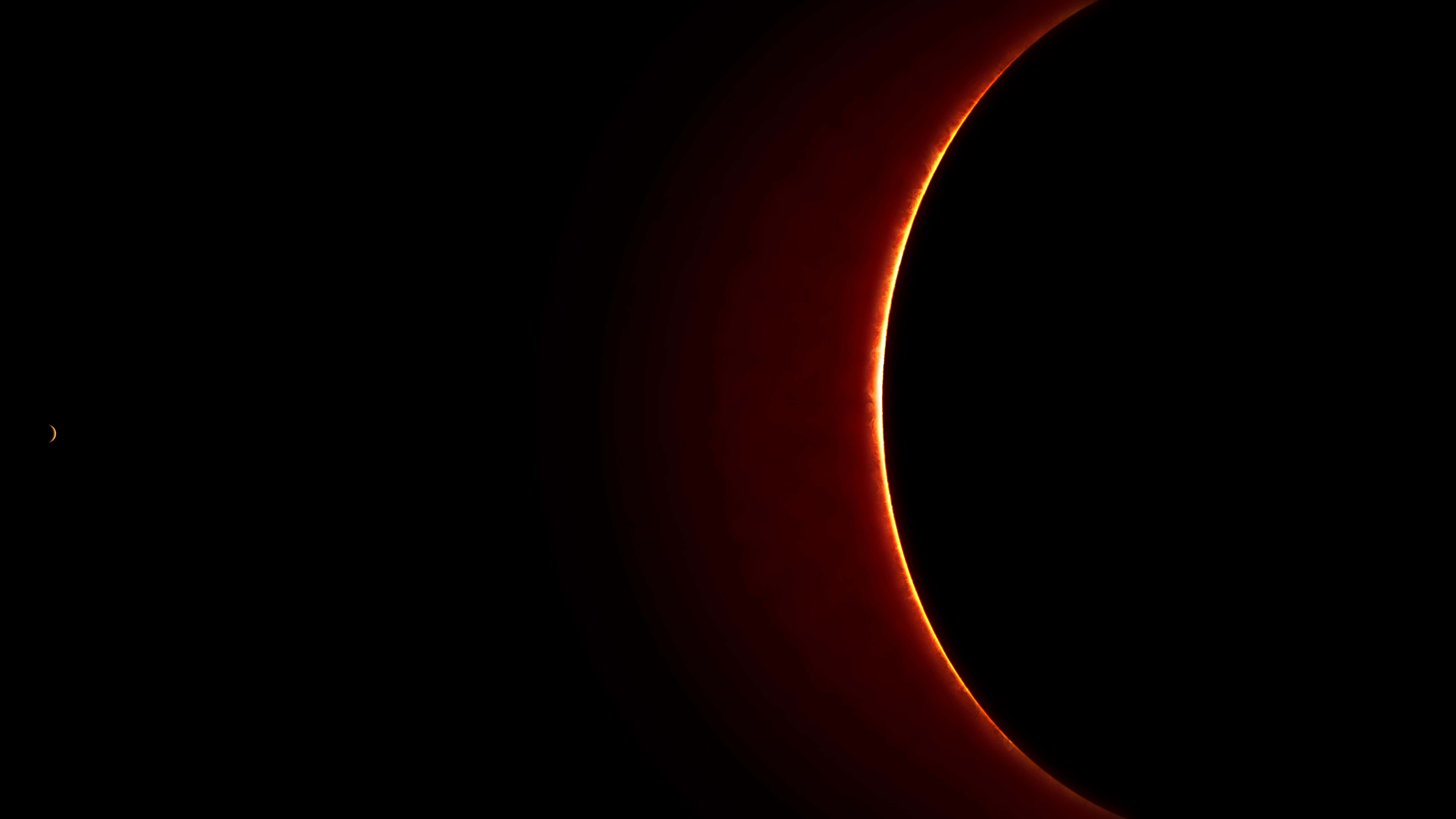 solar eclipse, fiery red corona, black void of space, 5K Desktop Wallpaper