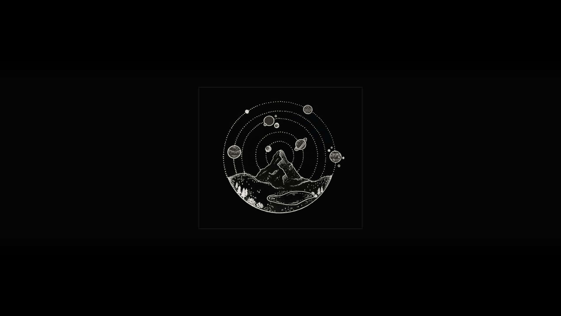 Black Space, mountain, orbiting planets, Full HD Desktop Wallpaper