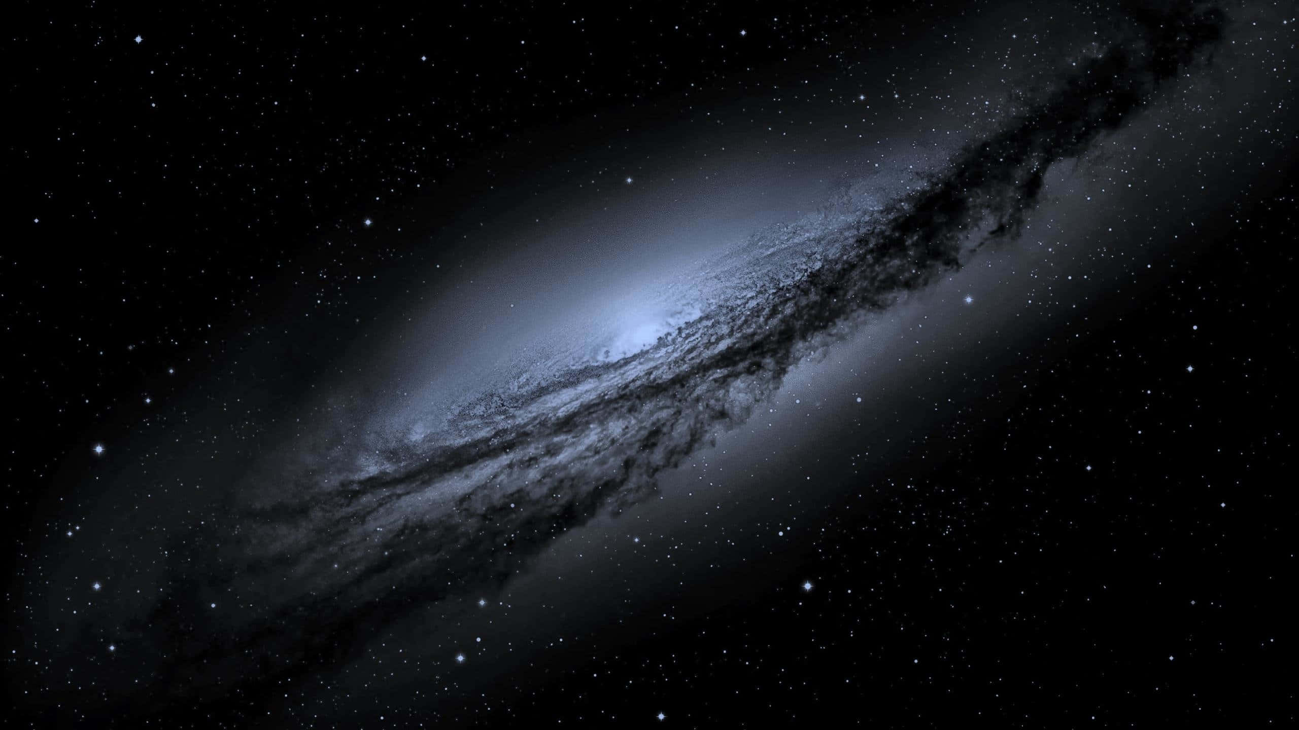 Black Space, spiral galaxy, blue and gray hues, 2K Desktop Wallpaper