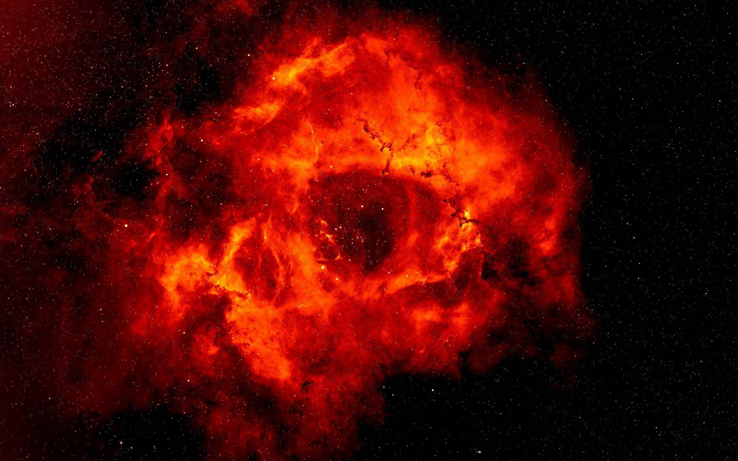 red nebula, black cosmic void, star-speckled, 2K Desktop Wallpaper