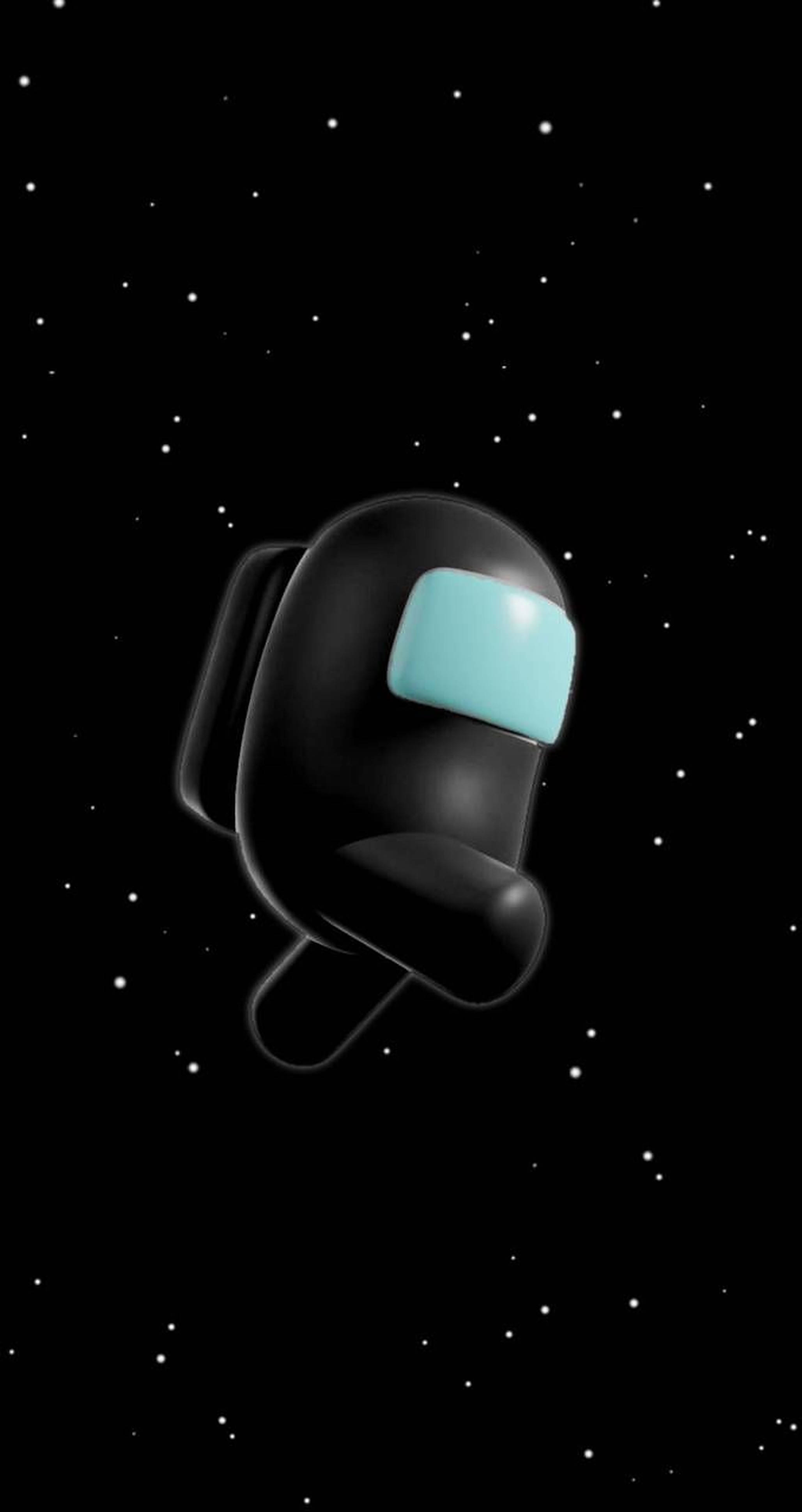 black astronaut, cyan visor, starry space, 4K Phone Wallpaper