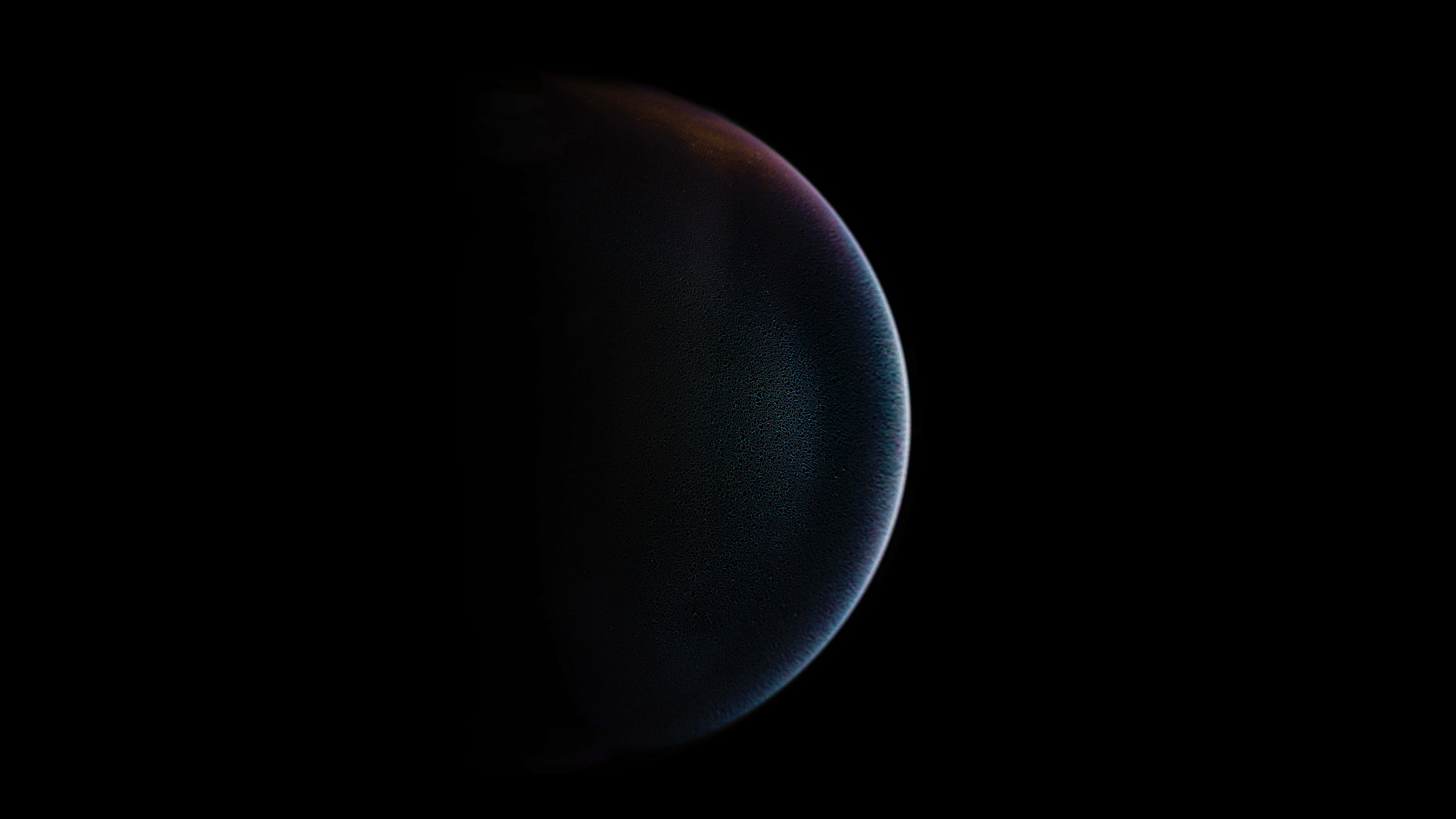 black space, dark planet, glowing atmospheric rim, 5K Desktop Wallpaper