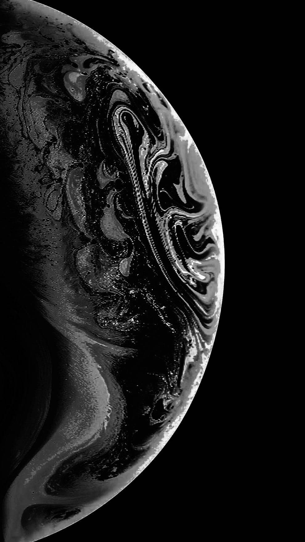 Total Black Planet In Space, glossy liquid, crescent, HD Phone Wallpaper