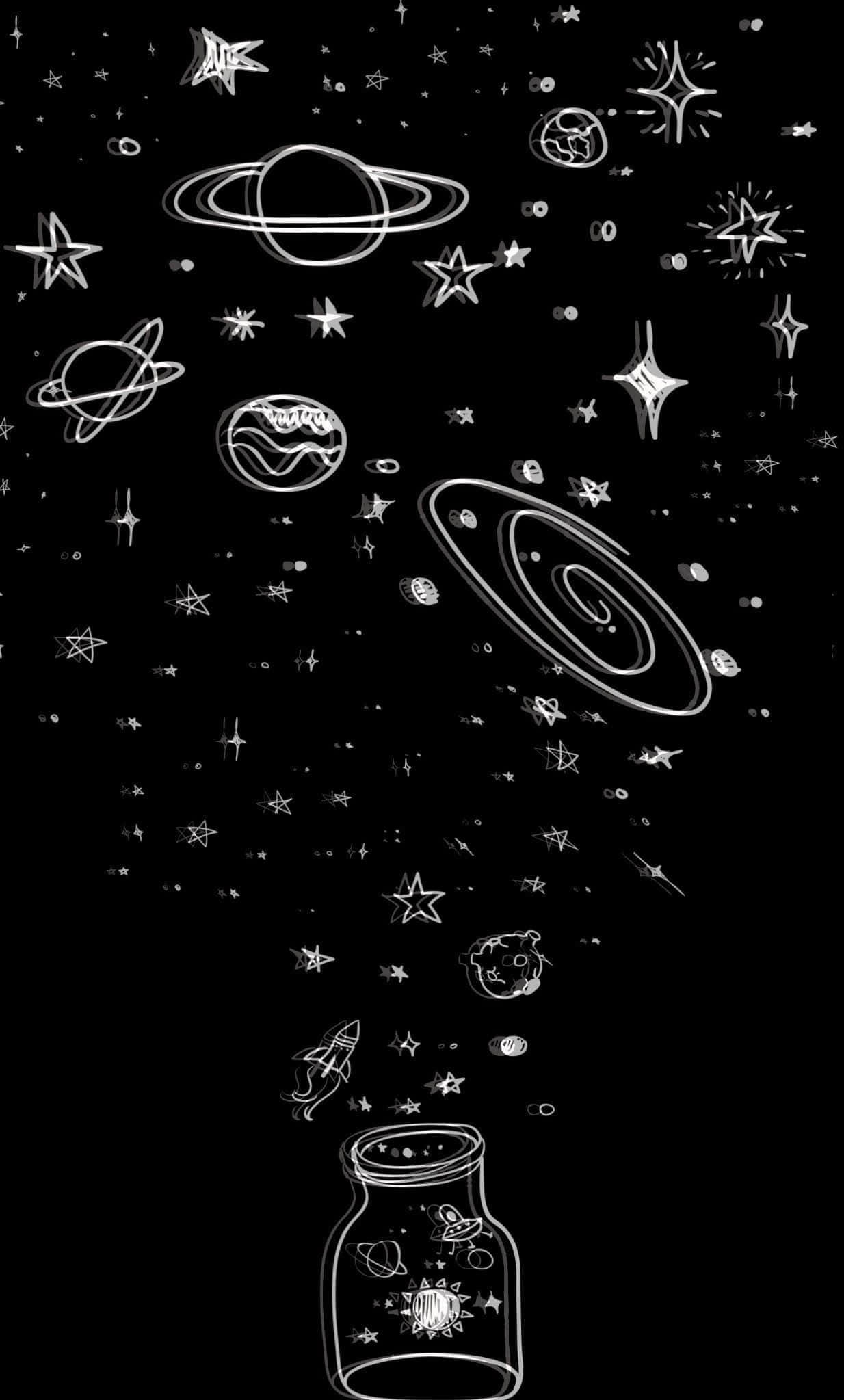black void, jar, miniature galaxy, Full HD Phone Wallpaper