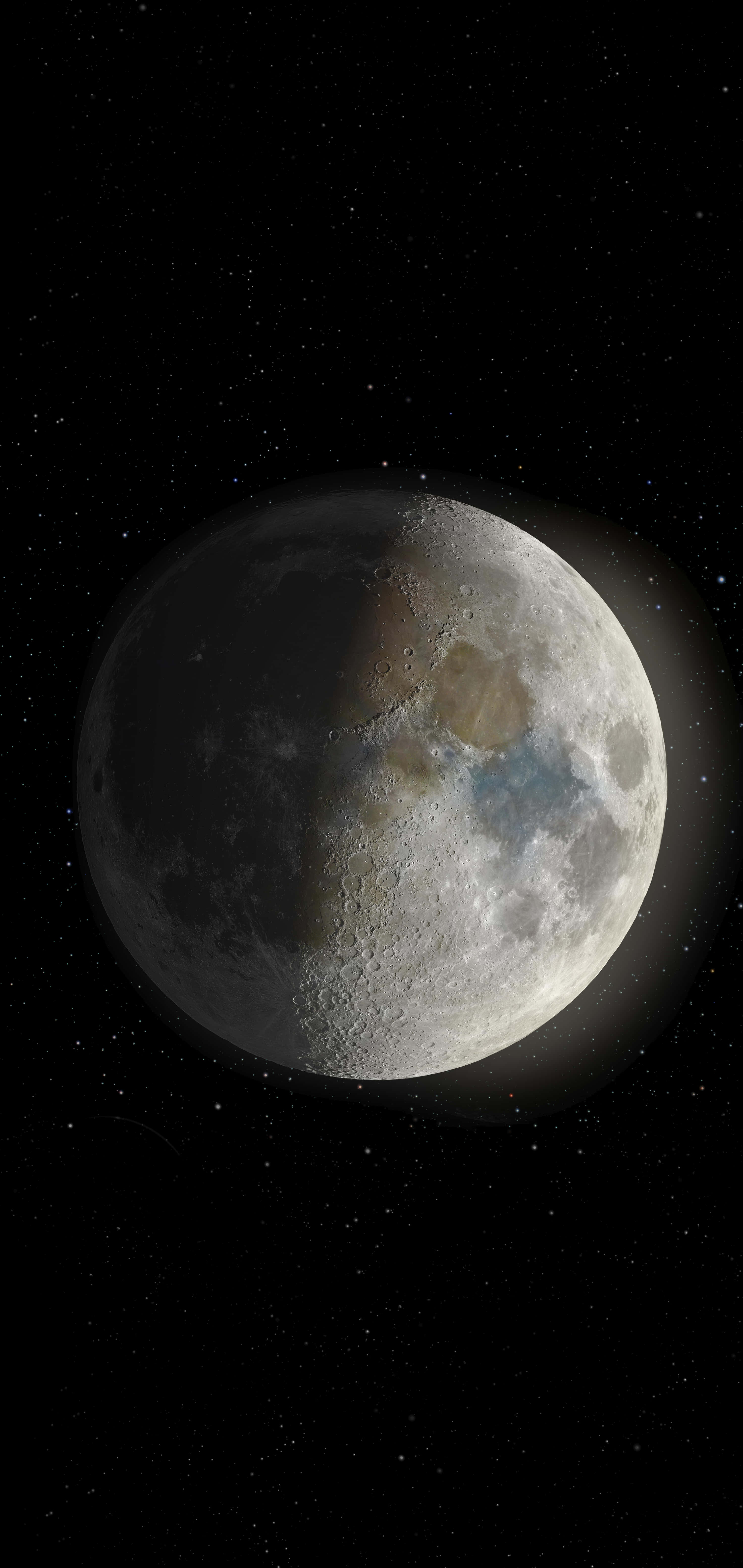 Black Space, moon, starry black sky, 5K Phone Wallpaper
