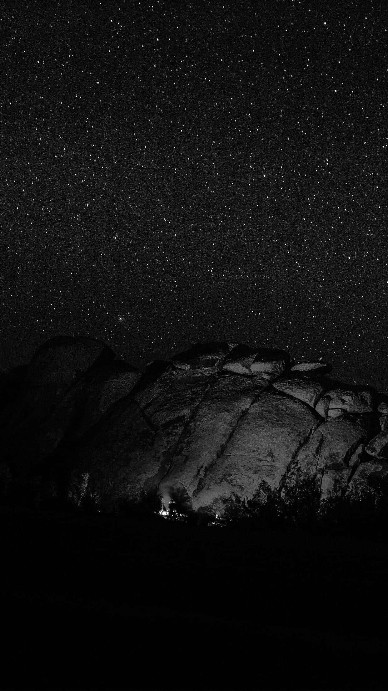 Black Stars iPhone, campfire, starry night sky, Full HD Phone Wallpaper