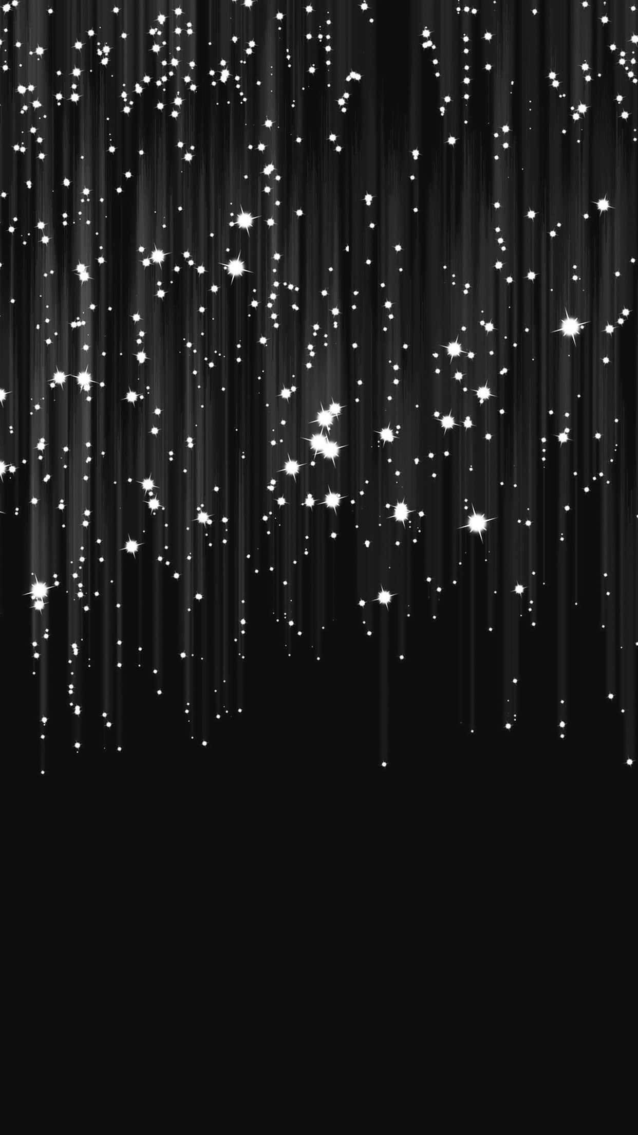 Black Stars iPhone, shimmering white star-like particles, deep black background, Full HD Phone Wallpaper