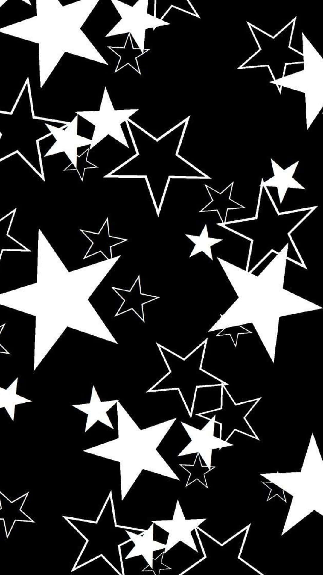 Black Stars iPhone, black and white, scattered stars, Full HD Phone Wallpaper