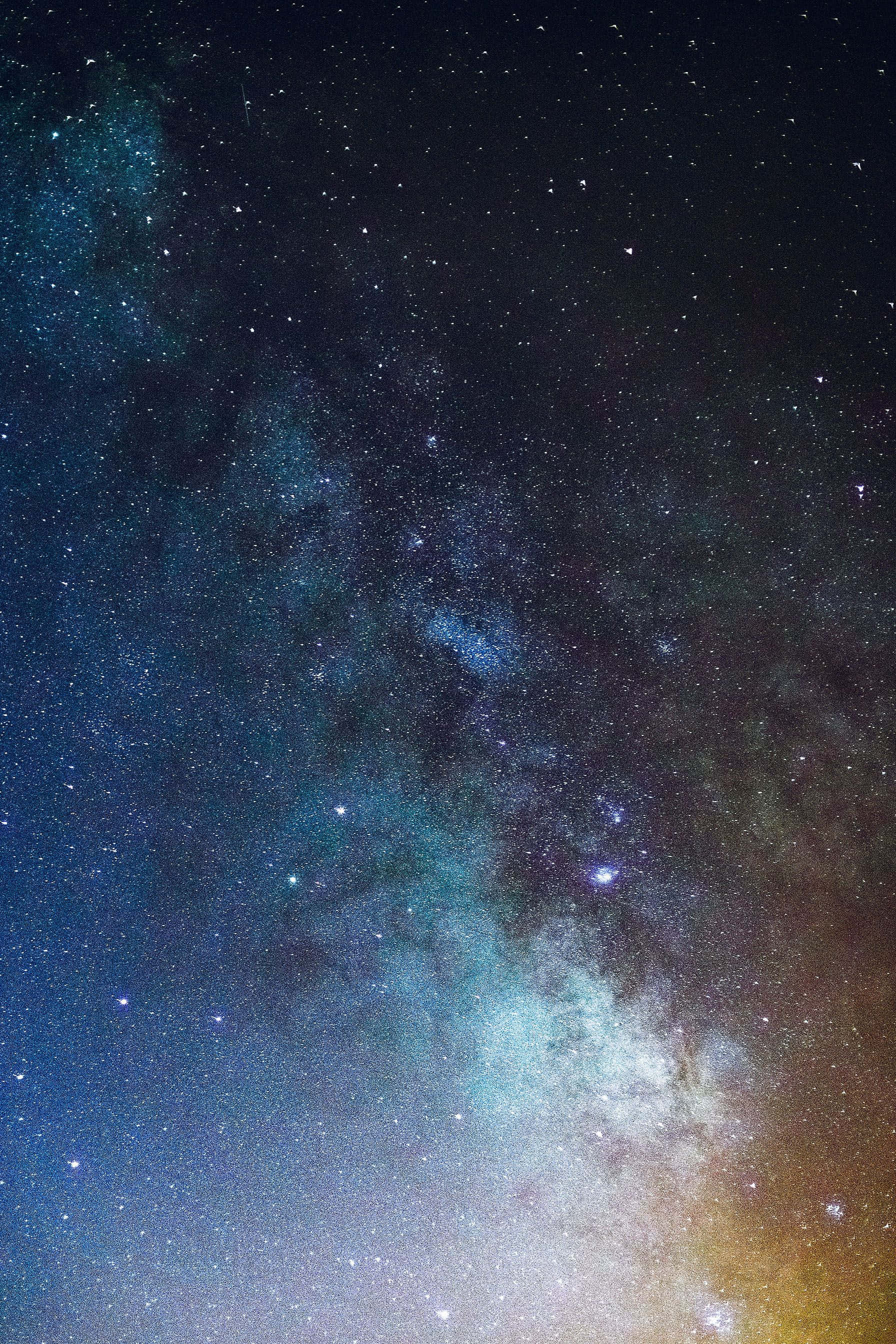 Black Stars iPhone, Milky Way galaxy, blue and gold nebulae, 2K Phone Wallpaper