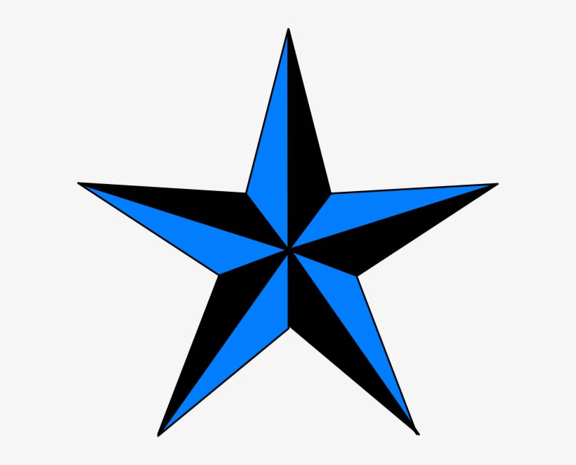 blue and black star, five-pointed star, sharp geometric lines, SD Desktop Wallpaper
