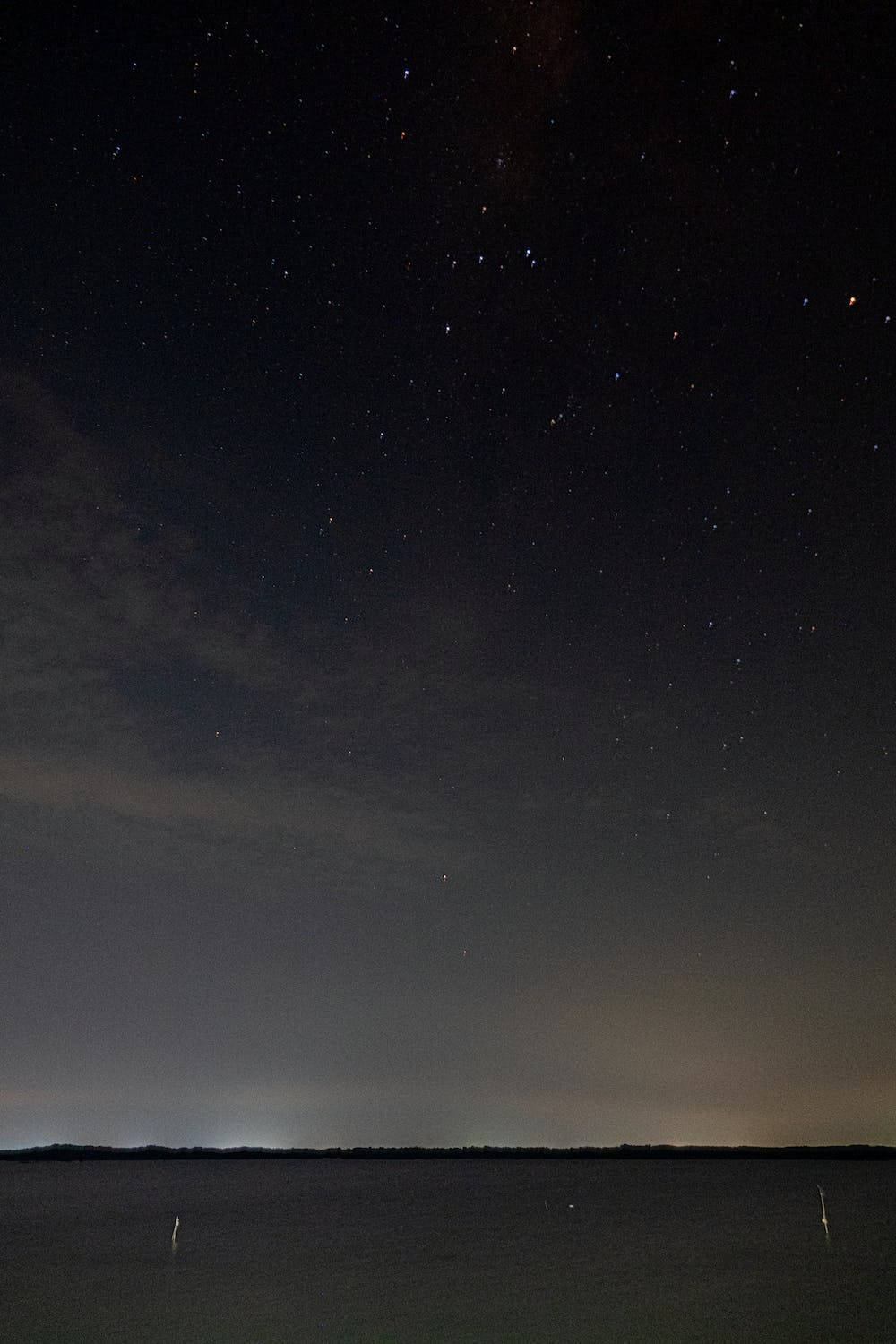 Black Stars, starry night sky, dark water horizon, HD Phone Wallpaper