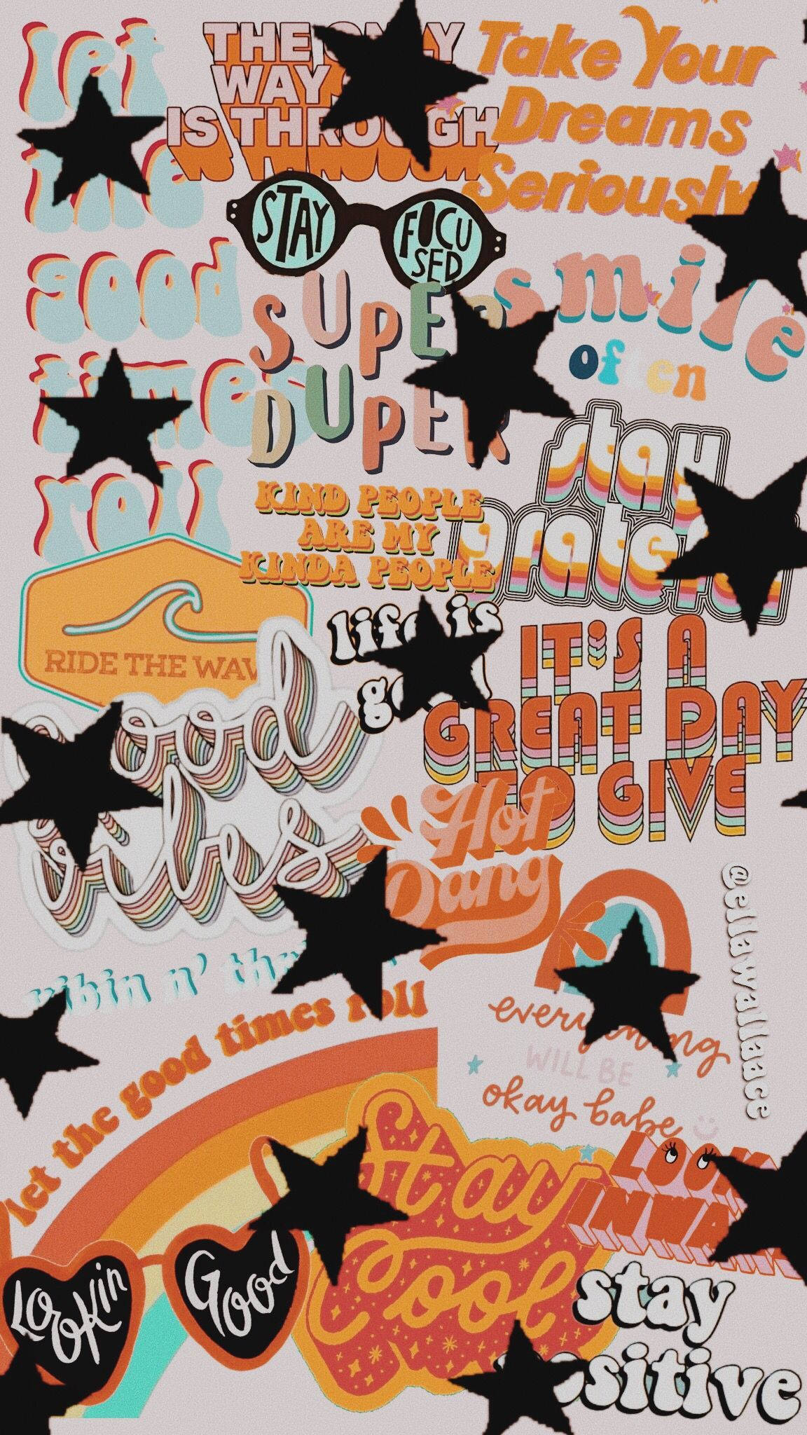 Black Stars, aesthetic VSCO collage, retro collage, Full HD Phone Wallpaper