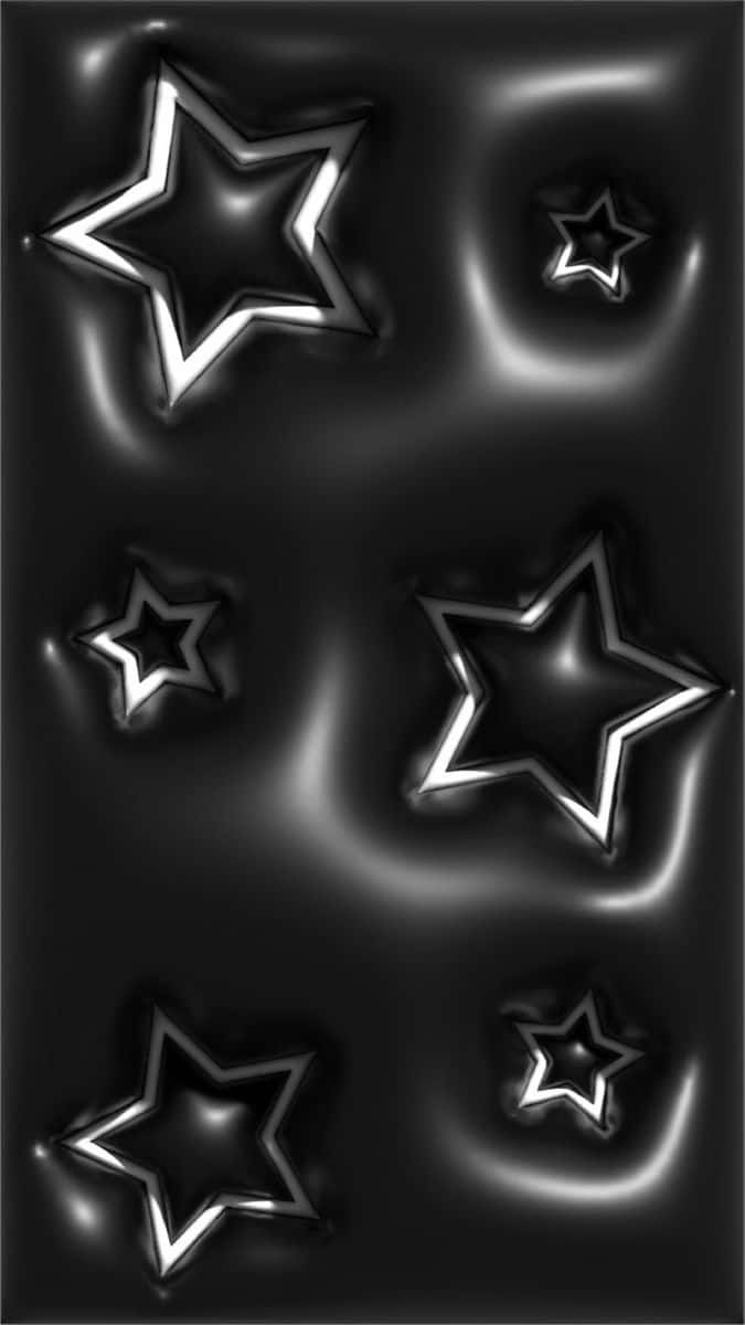 black puffy stars texture, glossy black surface, raised metallic stars, SD Phone Wallpaper