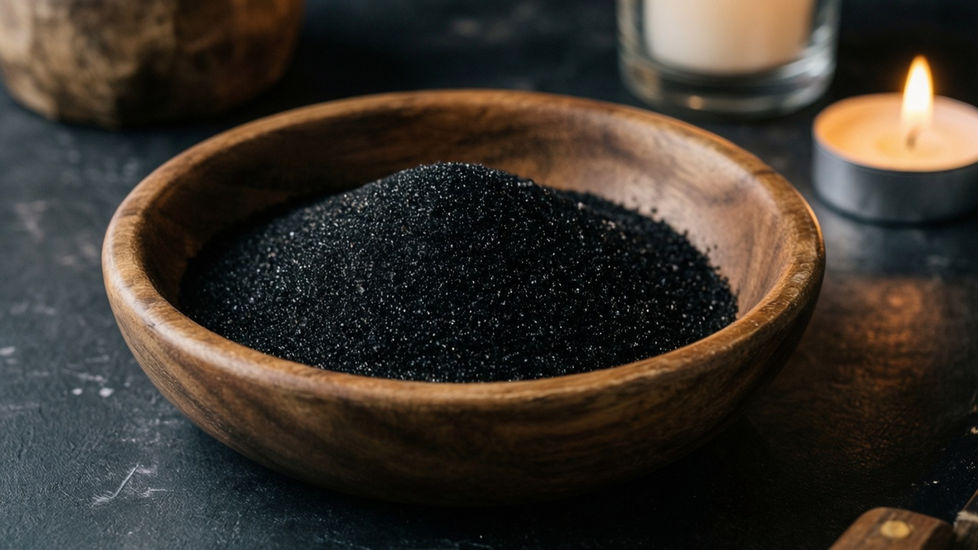 rustic black sugar bowl, wooden bowl, black sugar, Full HD Desktop Wallpaper