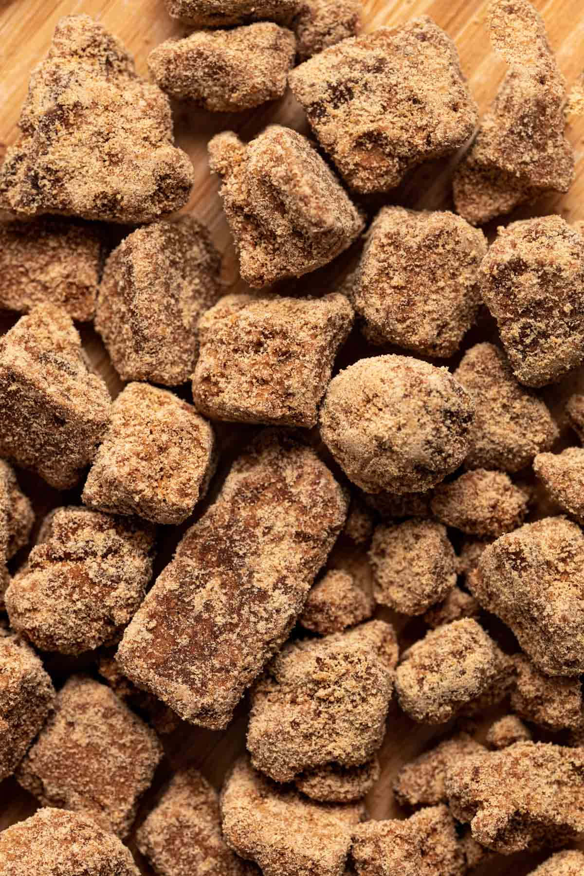 Black Sugar Crystals, brown sugar-coated candies, wooden surface, HD Phone Wallpaper