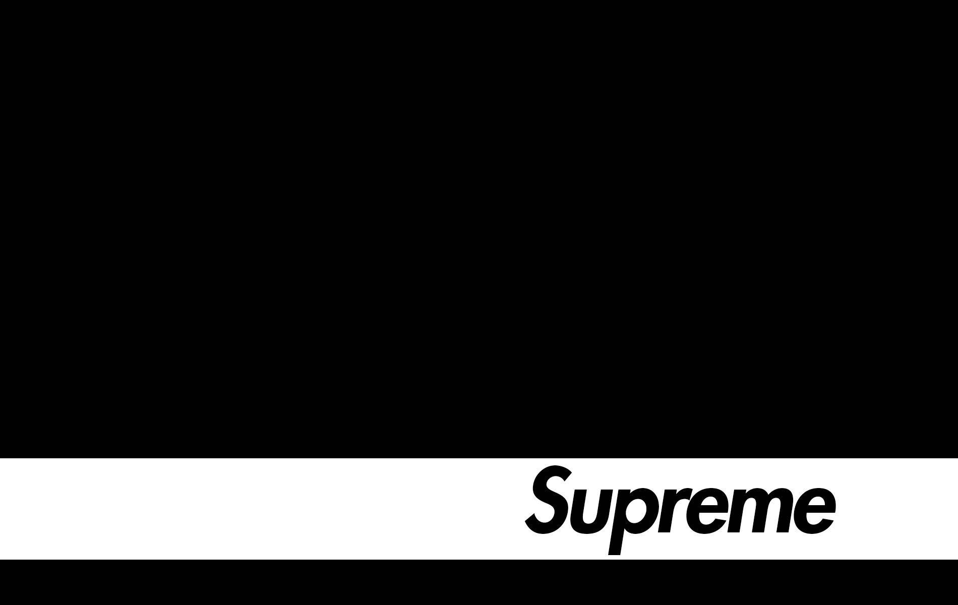 Black Supreme, white horizontal stripe, Supreme, HD Desktop Wallpaper