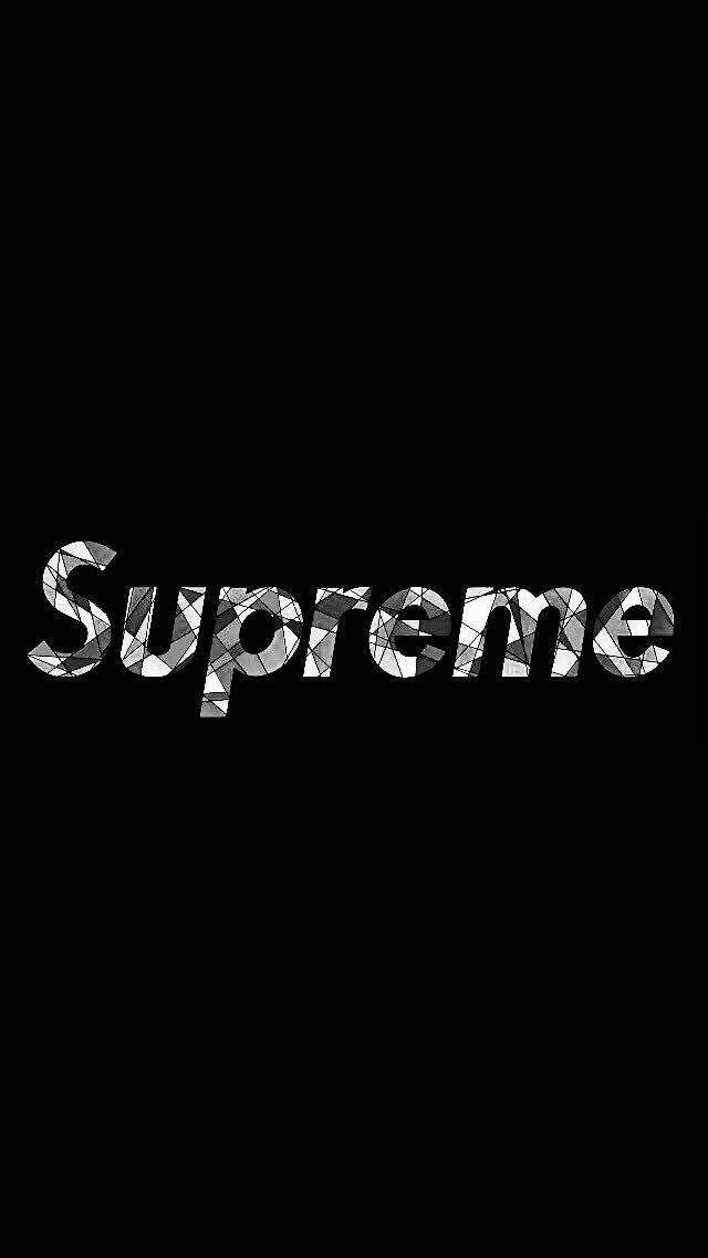 Black Supreme, geometric lines, Supreme, SD Phone Wallpaper