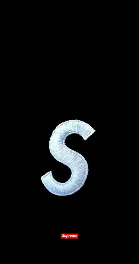 Black Supreme, Minimalist S Logo, textured white embroidered letter S, SD Phone Wallpaper