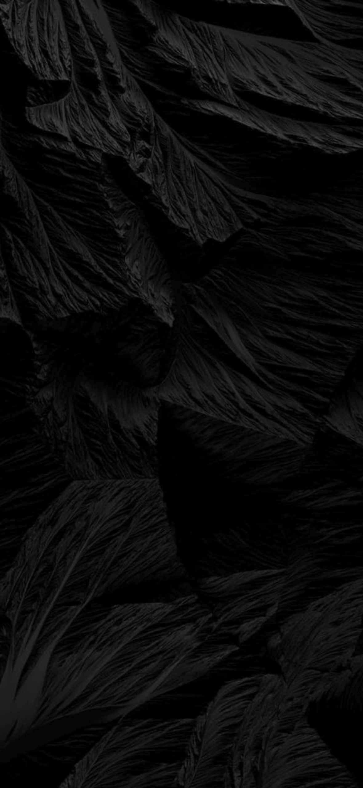 abstract black texturesi o s style, dark textured black surface, deep creases and folds, Full HD Phone Wallpaper