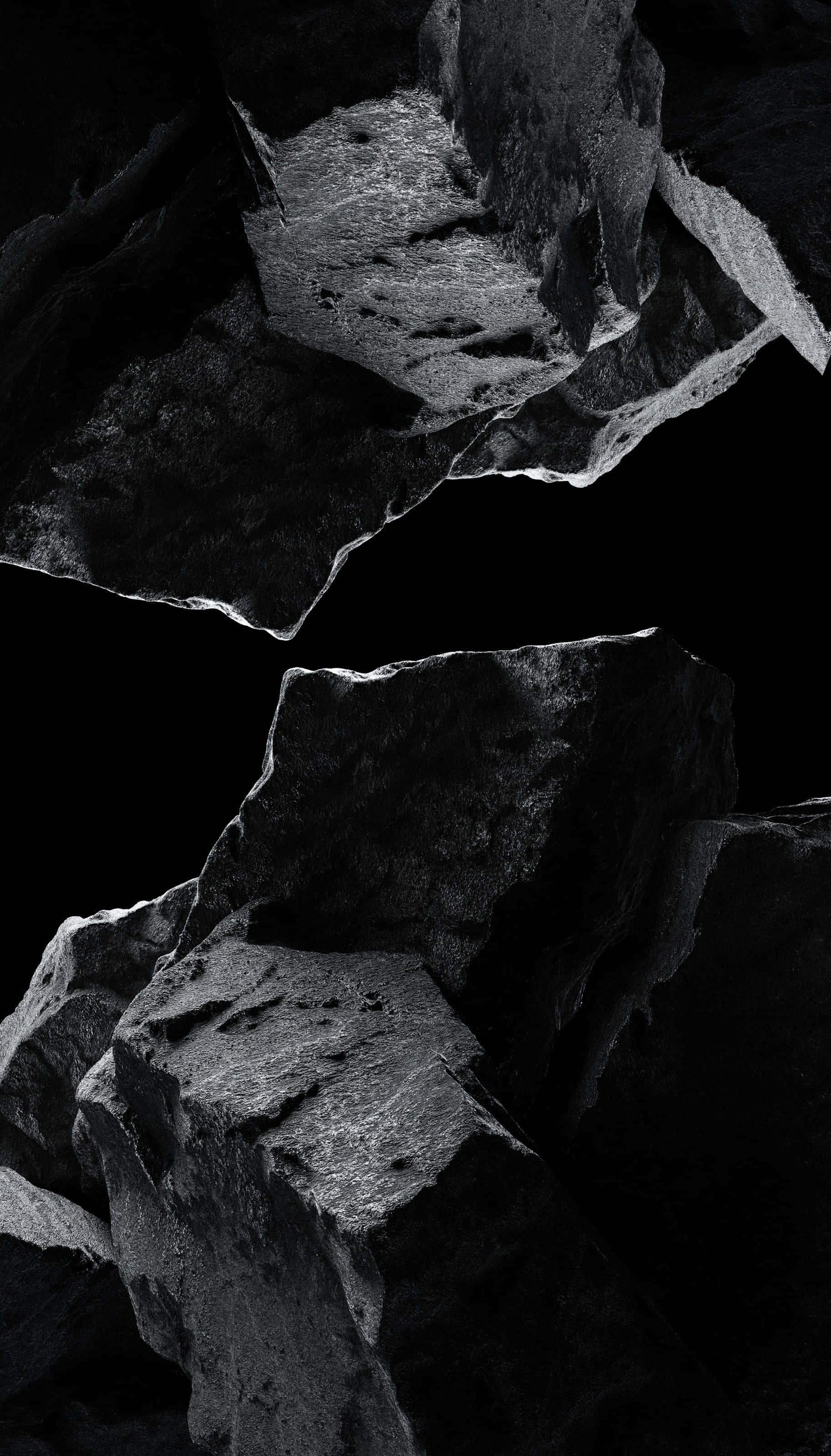 monochrome, rocky texture, black, 2K Phone Wallpaper