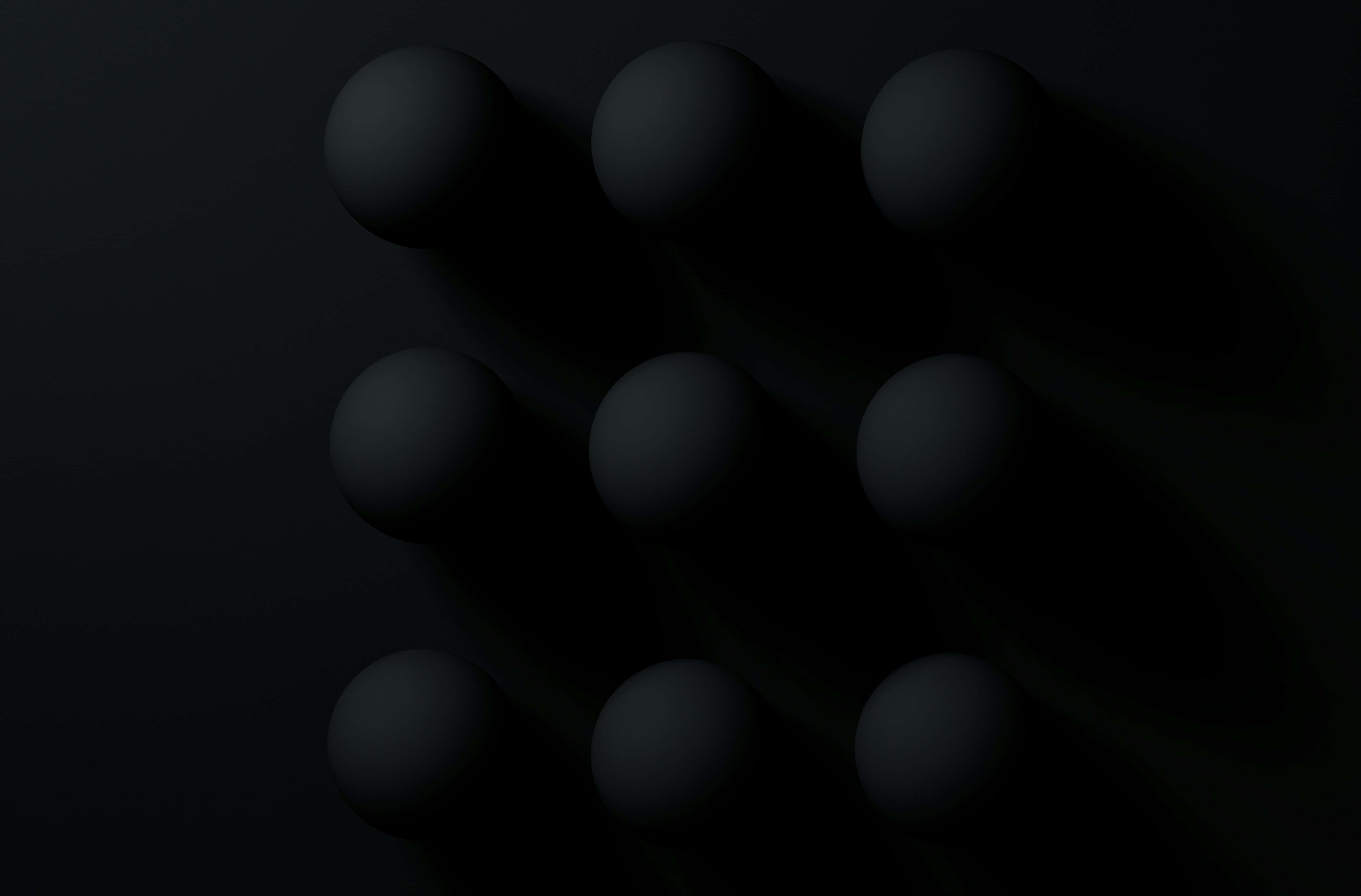 matte black spheres, grid arrangement, soft shadows, 5K Desktop Wallpaper