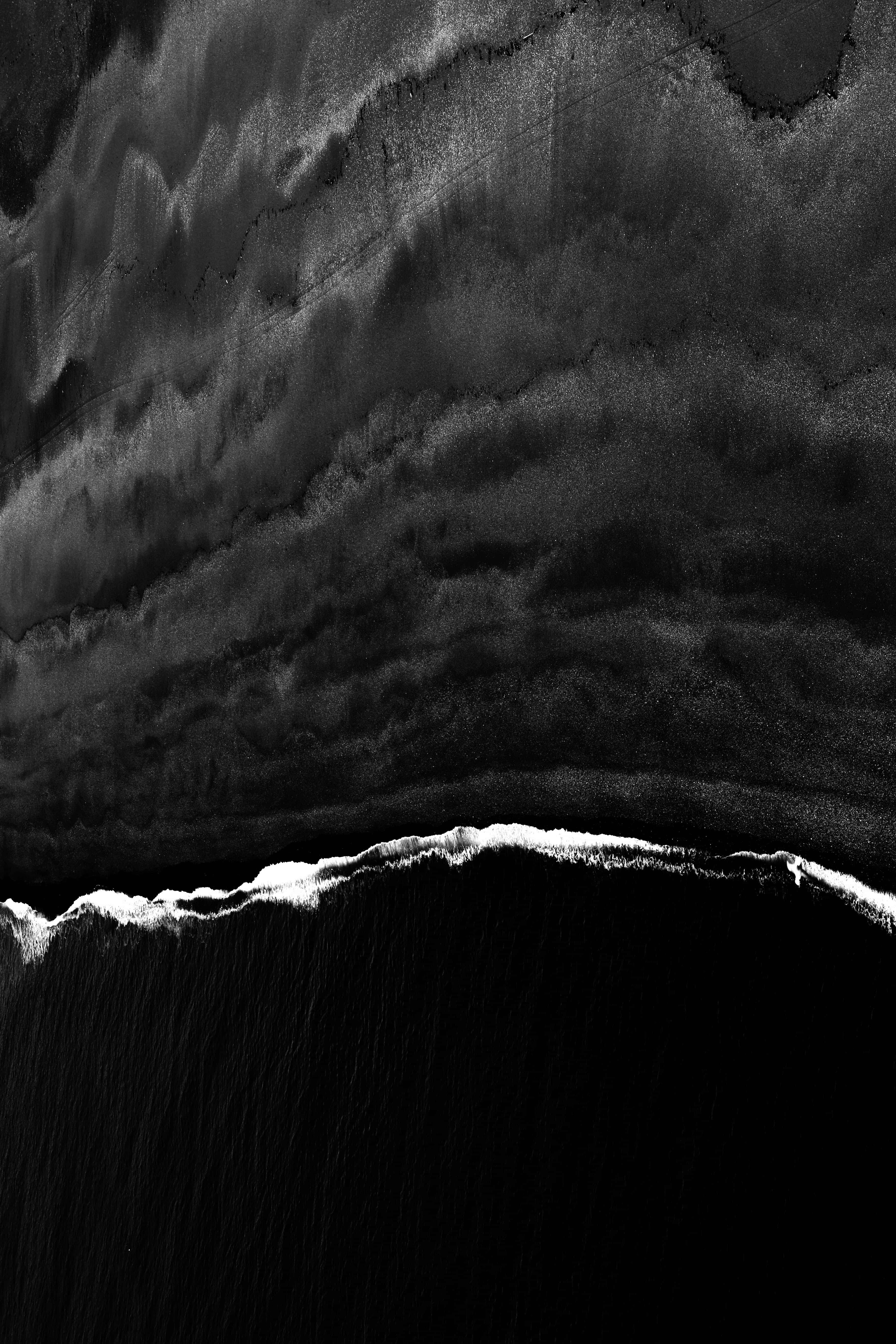 Monochrome Wave Contrast, black and white, aerial view, 5K Phone Wallpaper