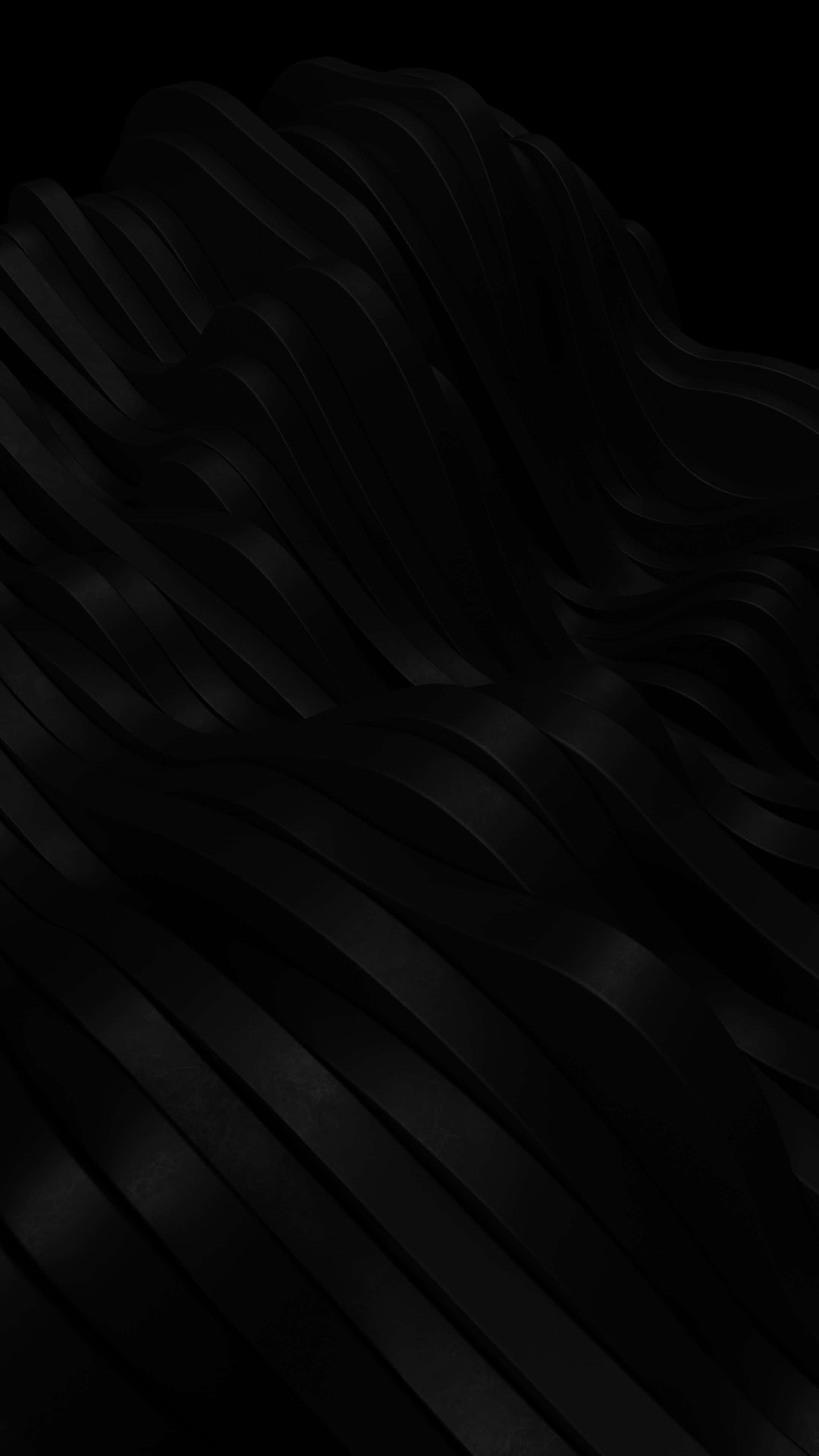 abstract black waves background, matte black material, undulating ribbons, 4K Phone Wallpaper