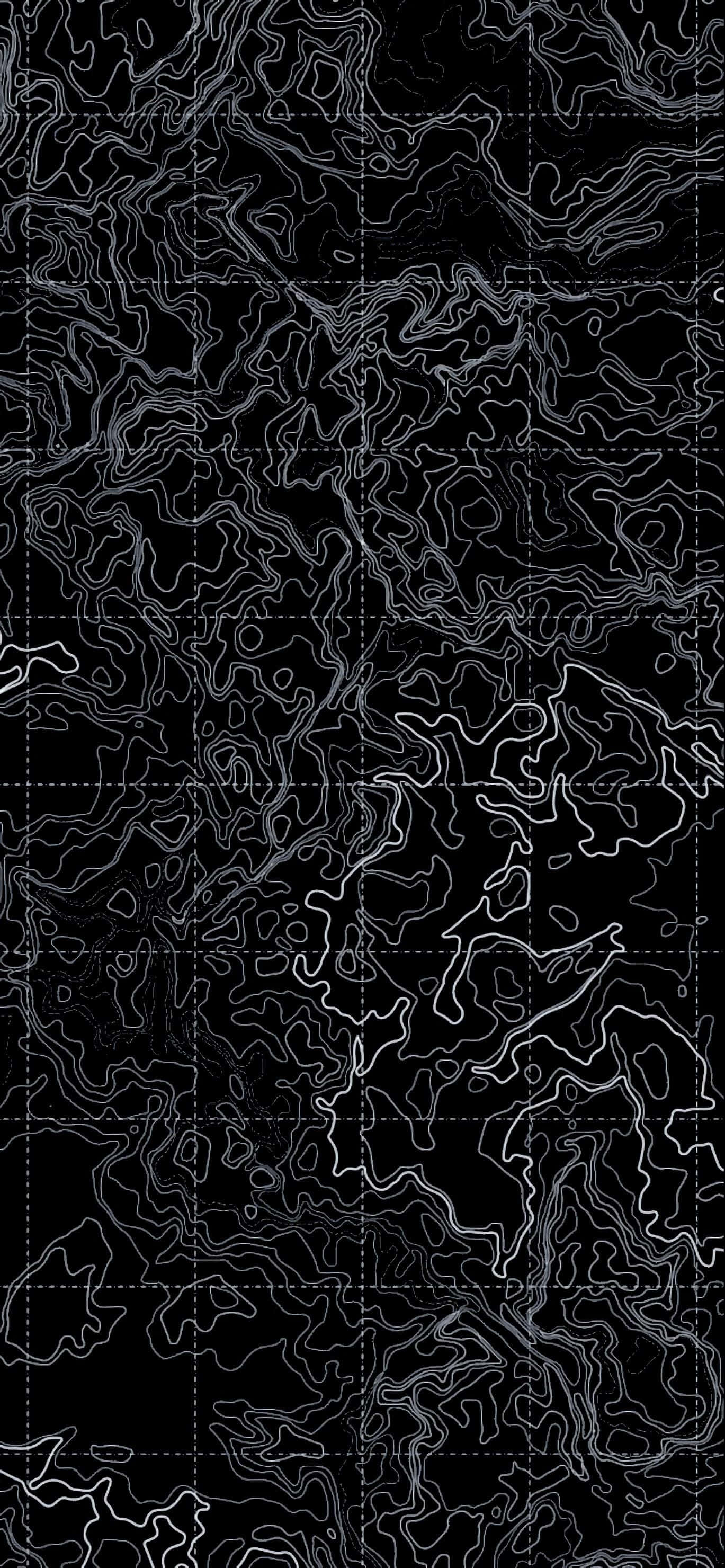 black background, white topographic contour lines, grid overlays, 2K Phone Wallpaper