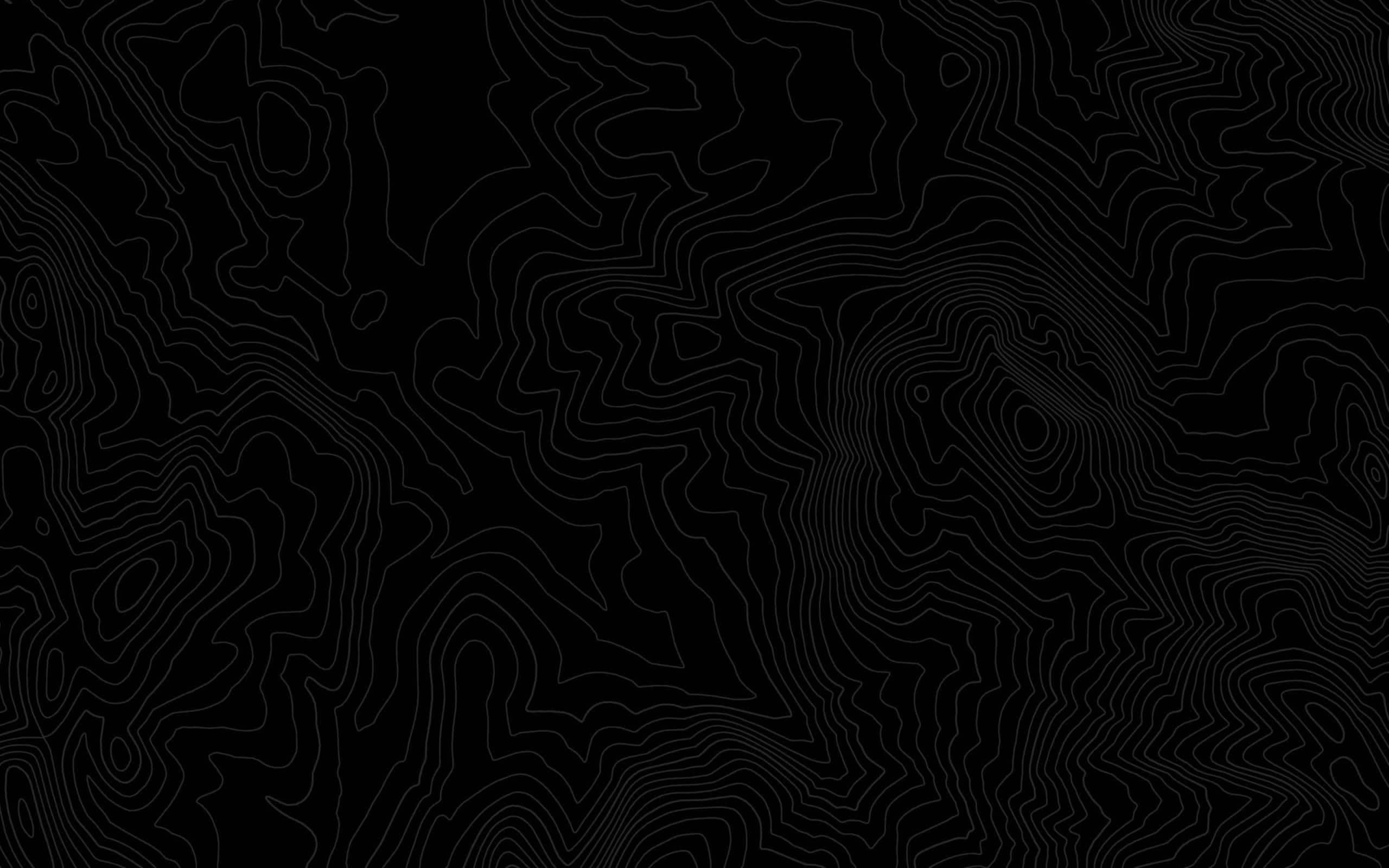 abstract topographic map lines, white, solid black background, 2K Desktop Wallpaper
