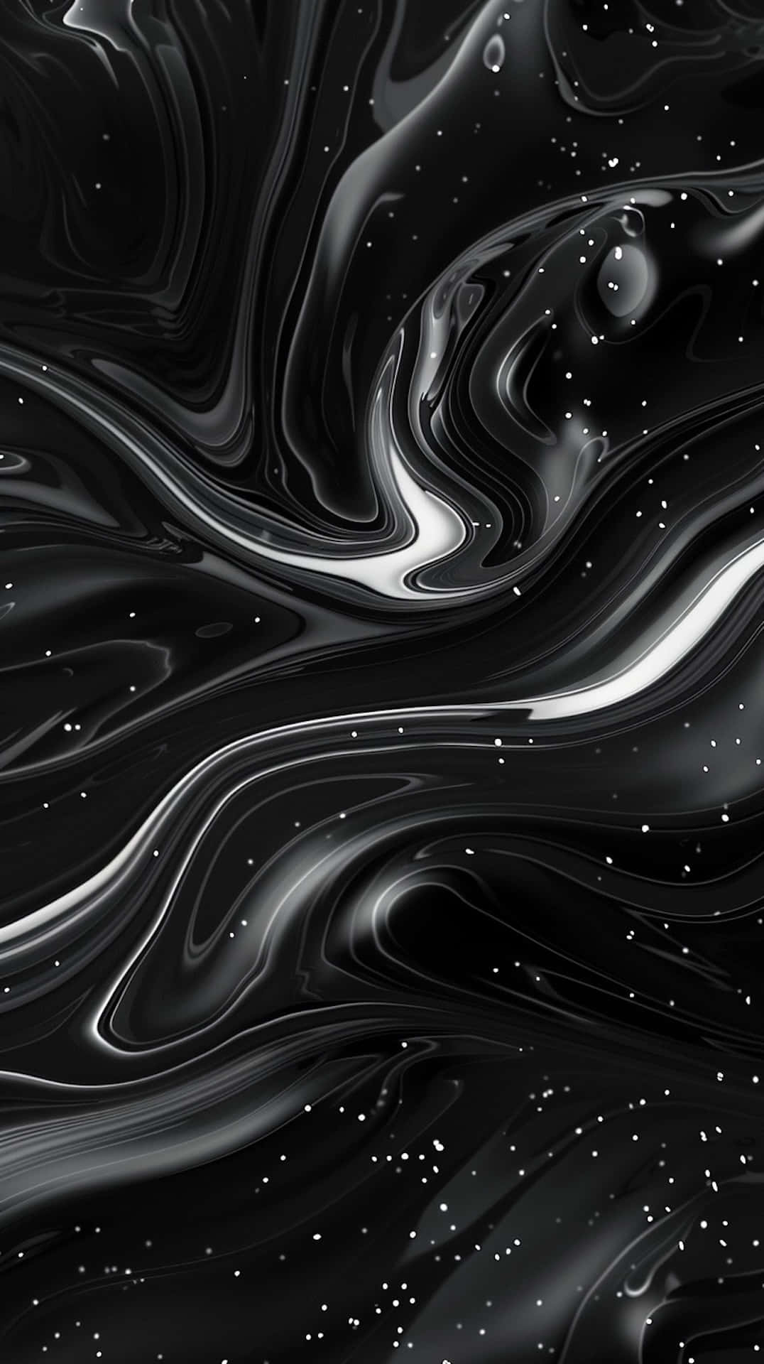abstract black swirl pattern, glossy liquid textures, glittering specks, Full HD Phone Wallpaper