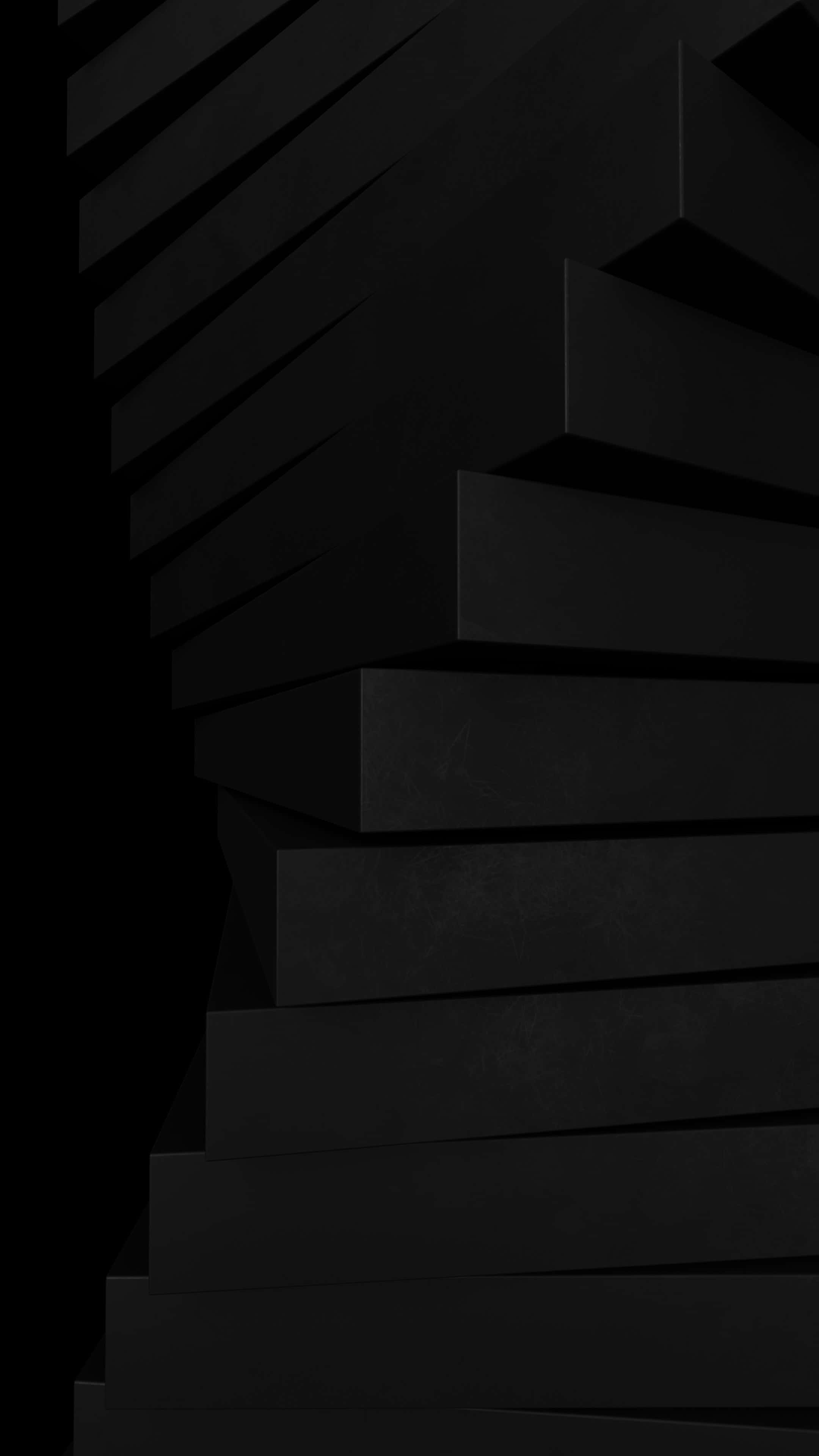 abstract black geometric design, layered black rectangular blocks, minimalist 3d wall texture, 4K Phone Wallpaper