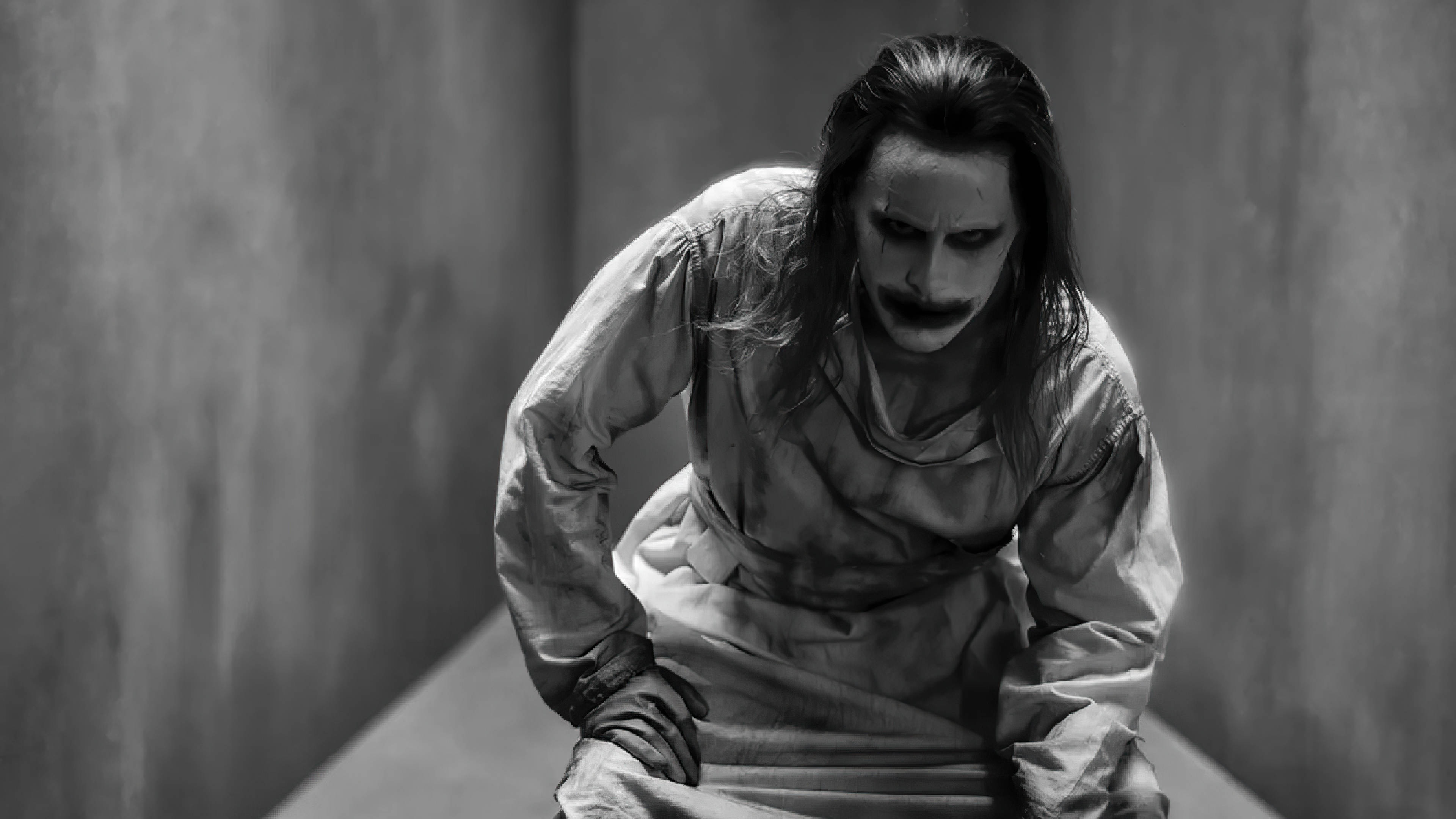 Black Ultra HD Joker, prison, concrete corridor, 4K Desktop Wallpaper