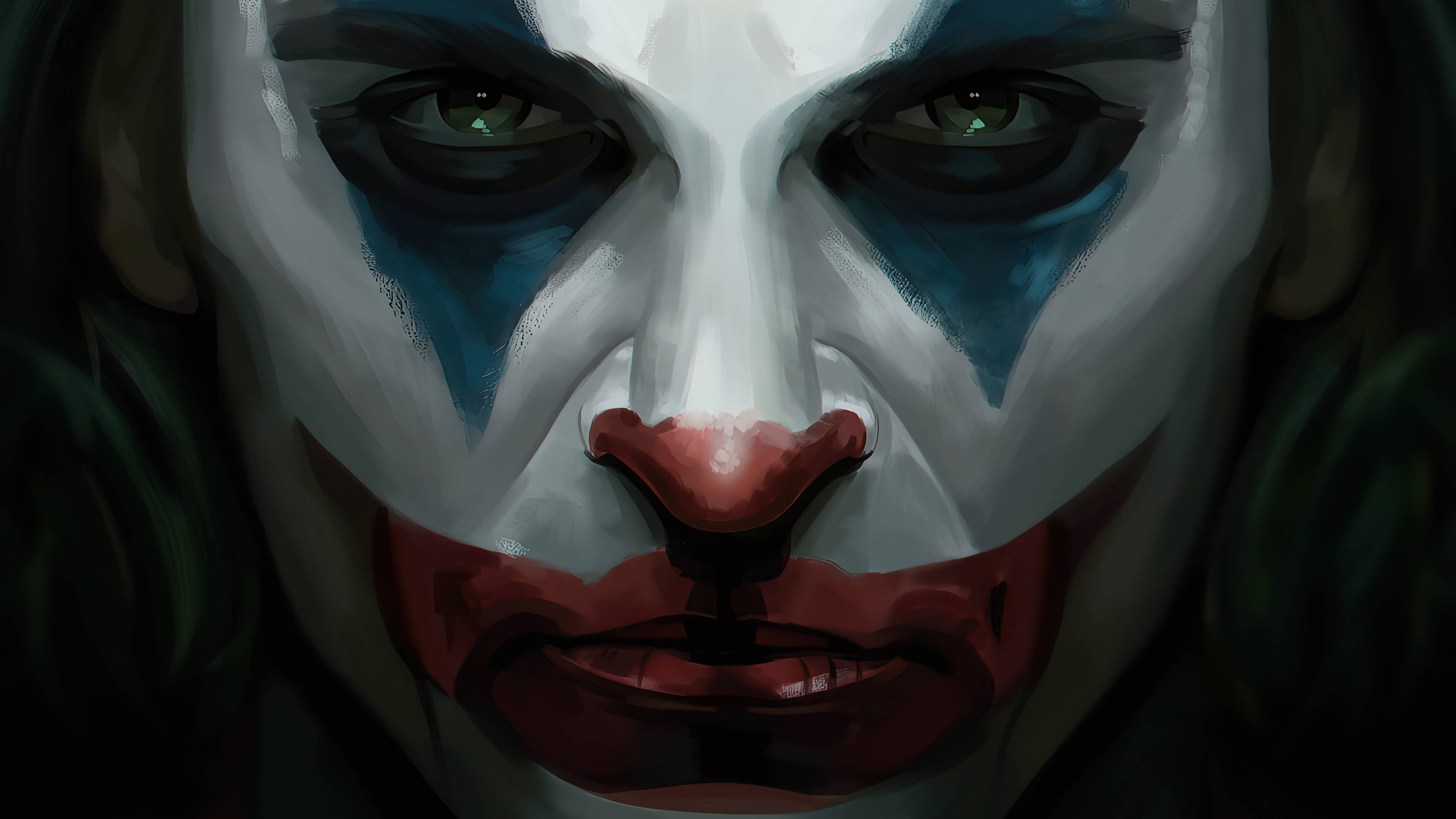 Black Ultra HD Joker, clown, white paint, 4K Desktop Wallpaper