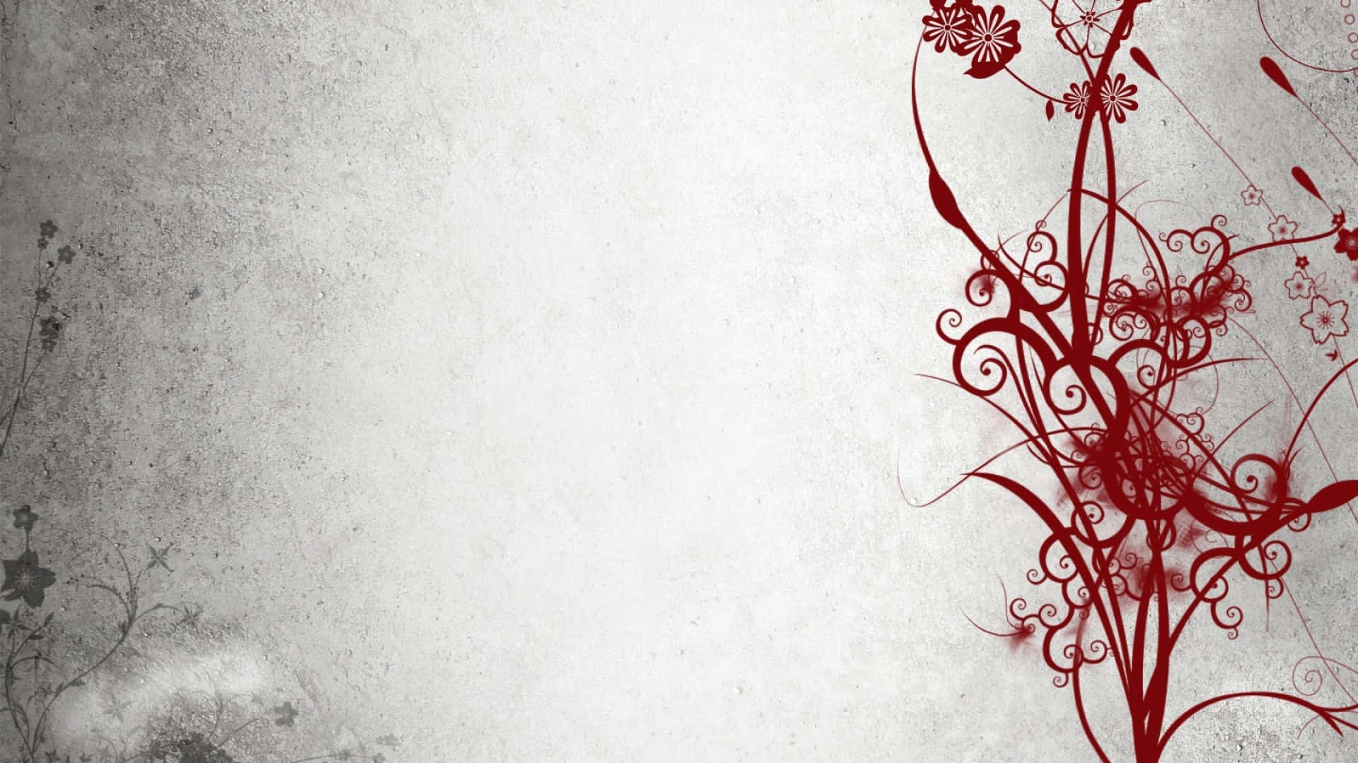 red floral swirls, textured gray and white background, vintage charm, Full HD Desktop Wallpaper