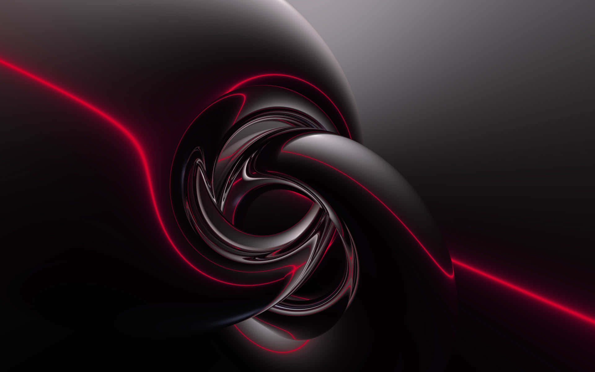 black metallic spiral, glowing red neon lines, dark gradient background, Full HD Desktop Wallpaper