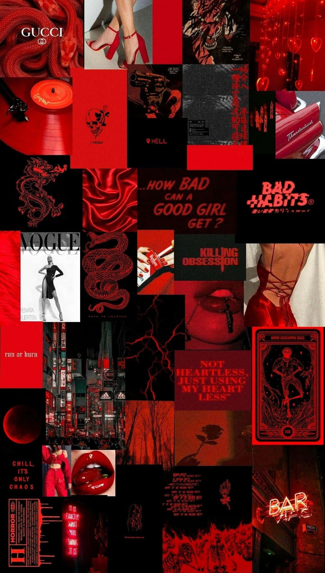 red, black, collage, HD Phone Wallpaper