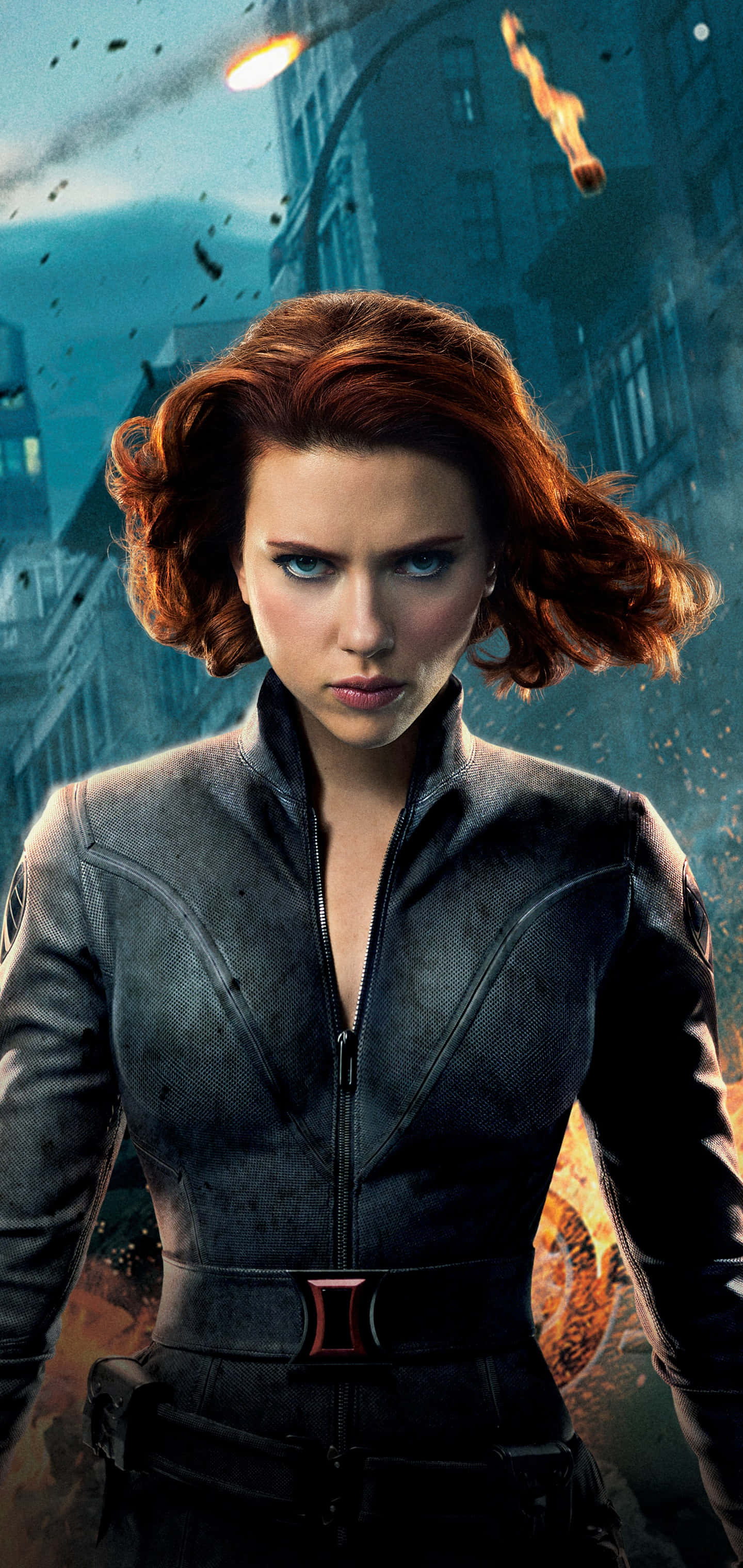 Black Widow, iPhone, dark urban battlefield, 2K Phone Wallpaper