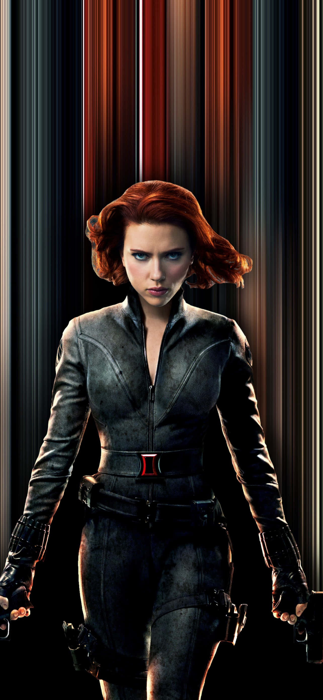 Black Widow, tactical suit, vertical striped background, 2K Phone Wallpaper