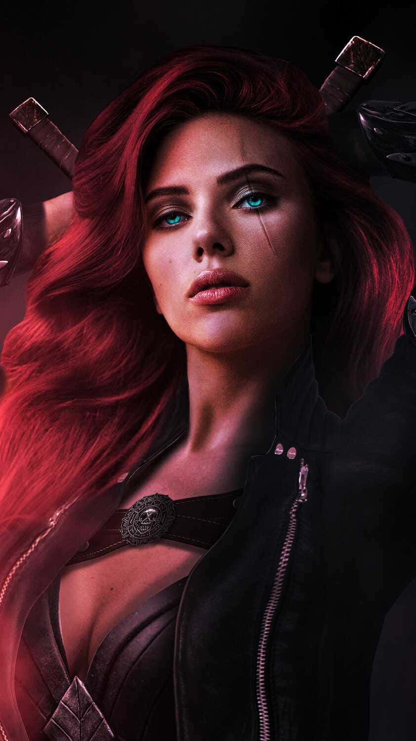 Black Widow, iPhone, vibrant red hair, HD Phone Wallpaper