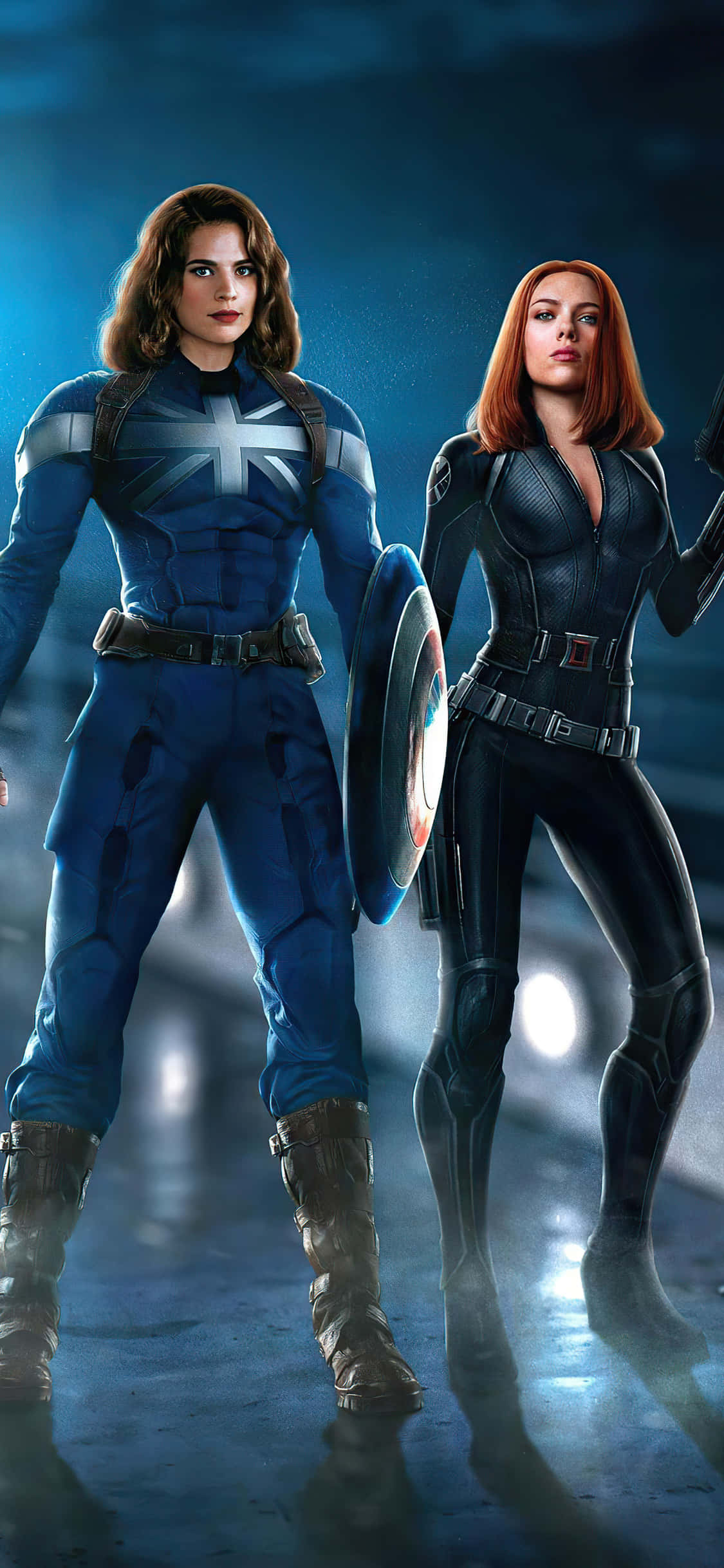 Black Widow iPhone, Black Widow, blue with Union Jack shield, Full HD Phone Wallpaper