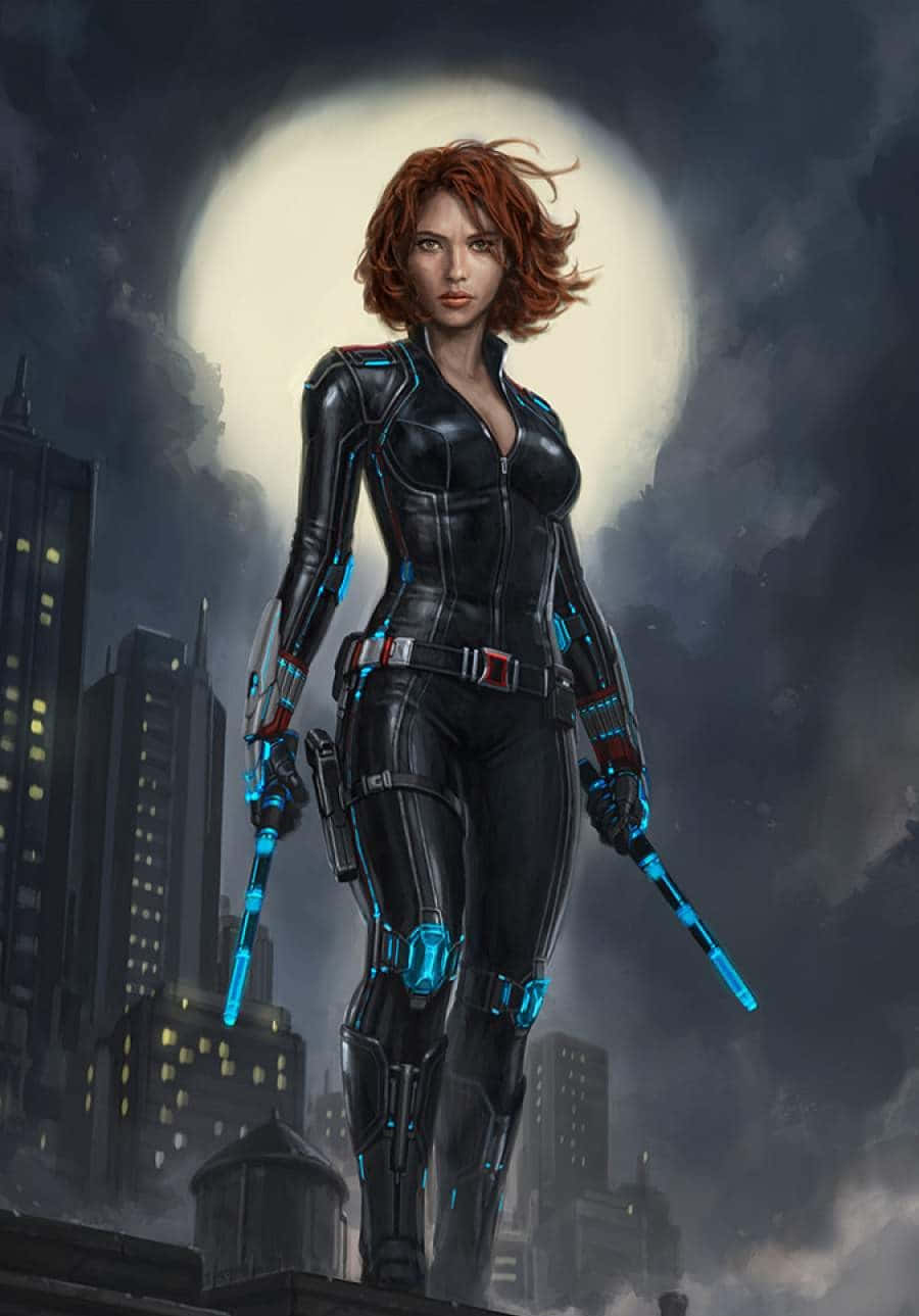 Black Widow, iPhone, rooftop, HD Phone Wallpaper