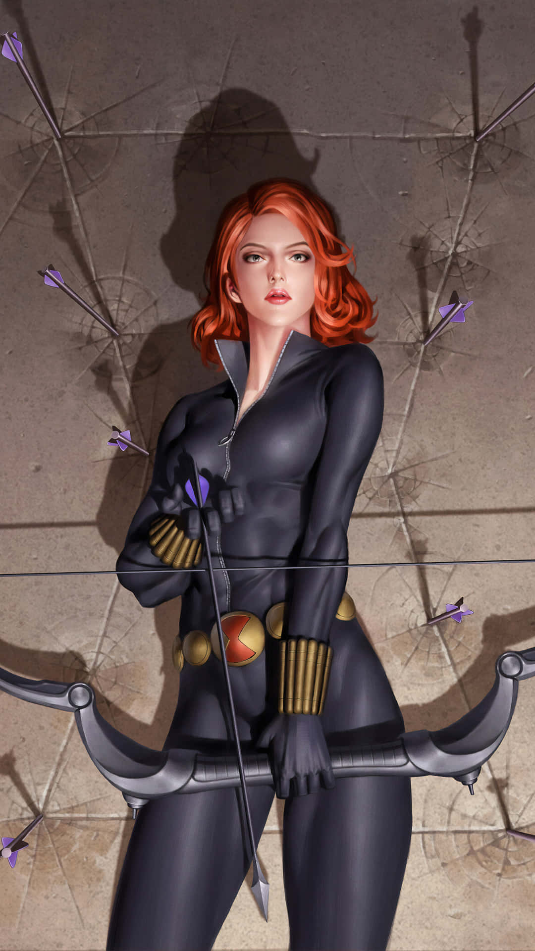 Black Widow, iPhone, bow and arrow, Full HD Phone Wallpaper
