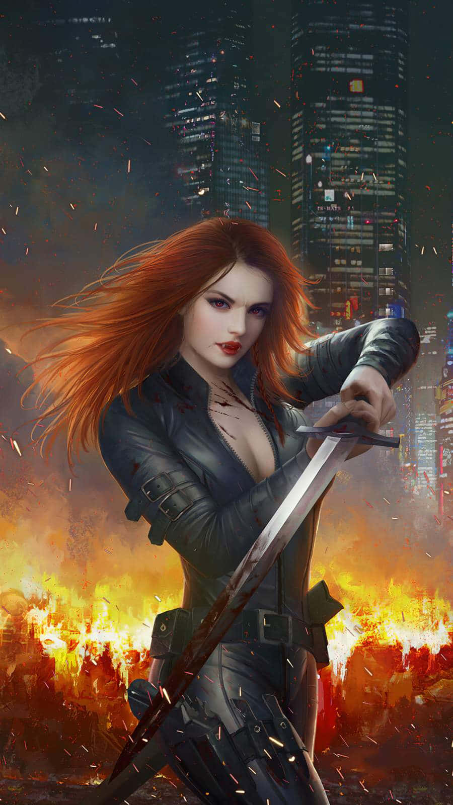 Black Widow, iPhone, red-haired warrior, HD Phone Wallpaper