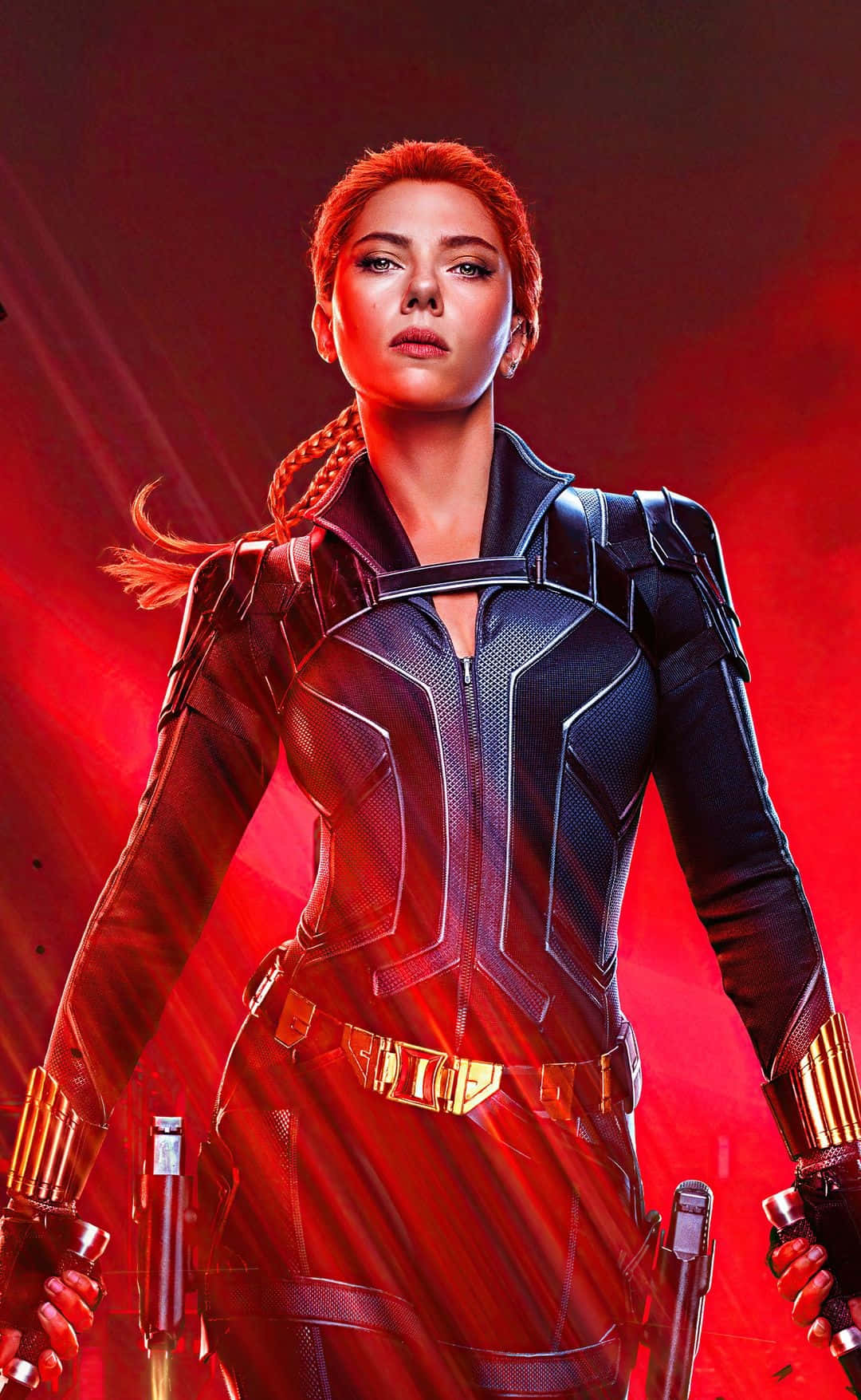 Black Widow, tactical suit, glowing red background, HD Phone Wallpaper