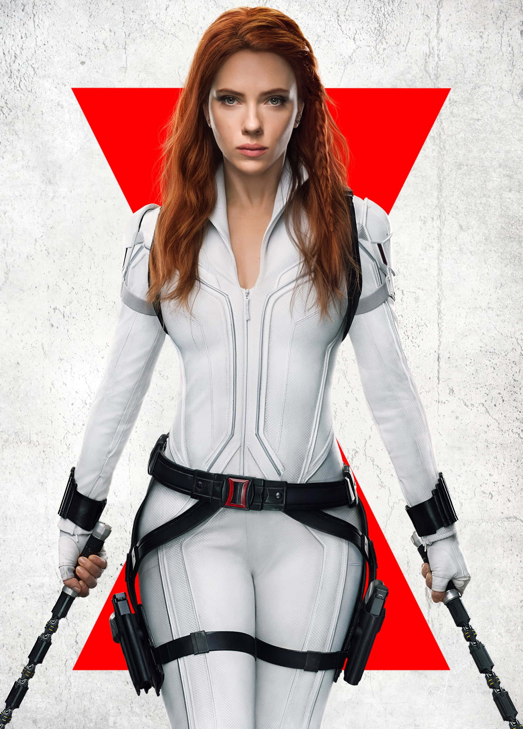 Black Widow, white tactical suit, dual batons, Full HD Phone Wallpaper