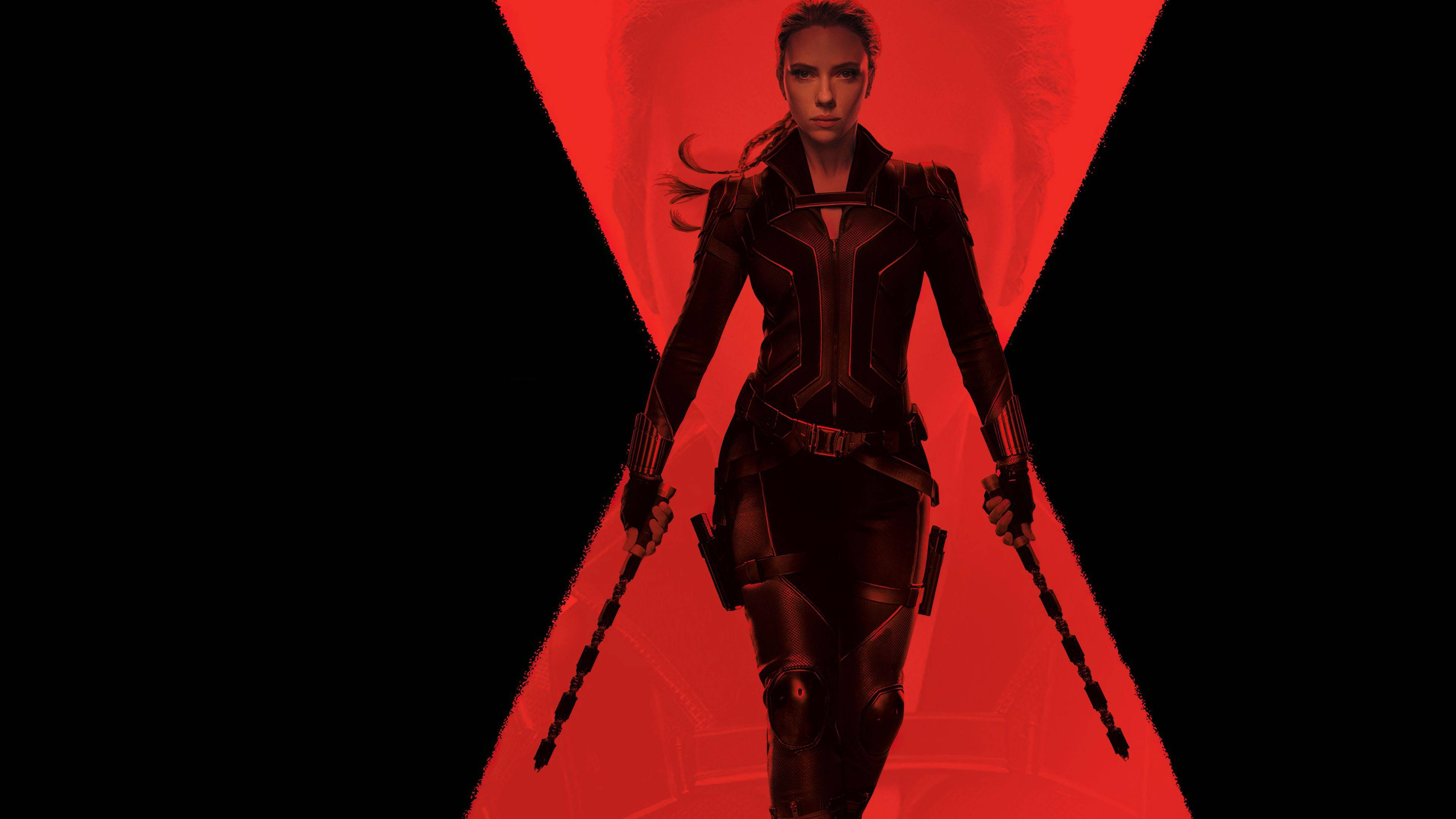 Black Widow, black tactical gear, dual batons, 5K Desktop Wallpaper
