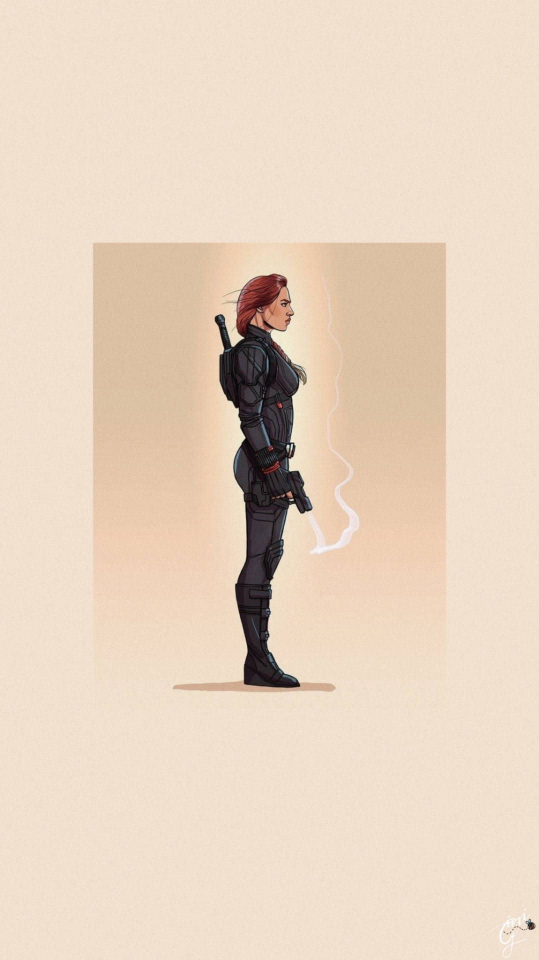 Black Widow, tactical gear, beige background, Full HD Phone Wallpaper