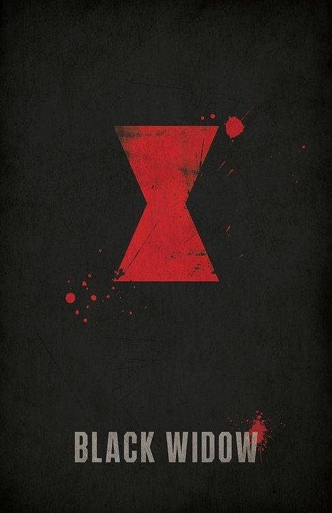 Black Widow, red hourglass symbol, splattered paint, SD Phone Wallpaper